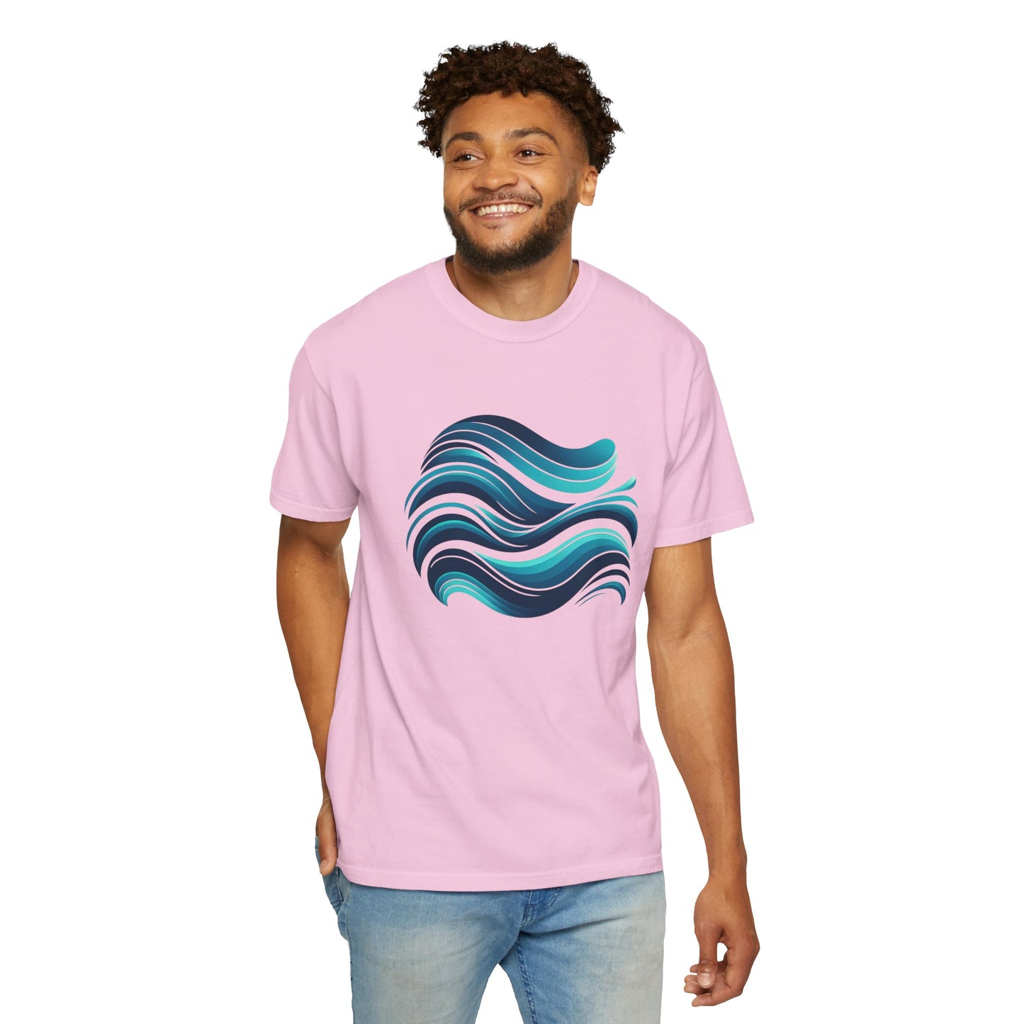 Abstract Ocean Wave T-Shirt Modern Aqua Design Artistic Sea Wave