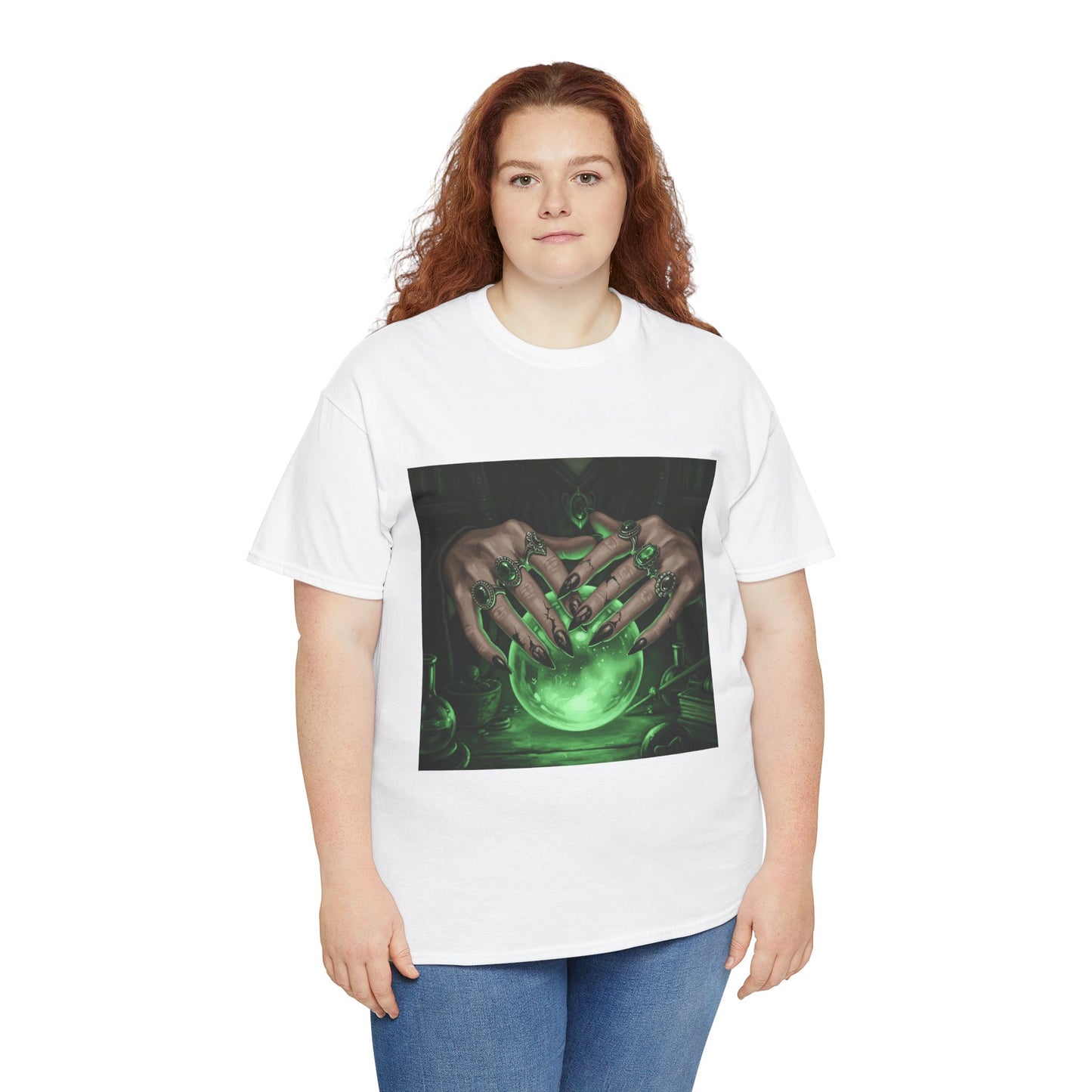 Sorceress's Grasp: Glowing Crystal Ball & Dark Witch Hands