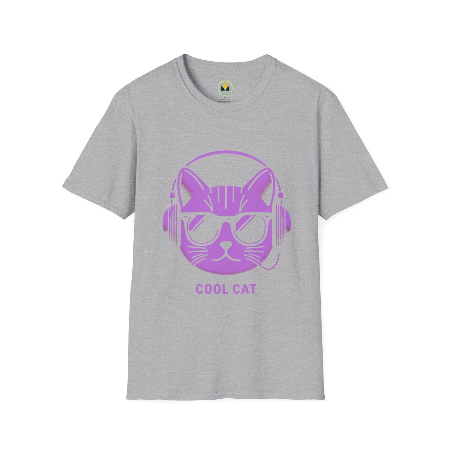 Cool Cat - Halloween Cat with Headphones Unisex Softstyle T-Shirt
