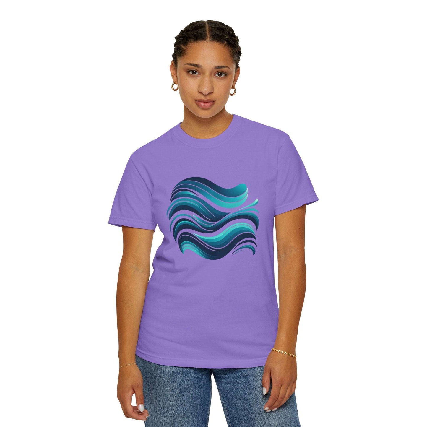 Abstract Ocean Wave T-Shirt Modern Aqua Design Artistic Sea Wave