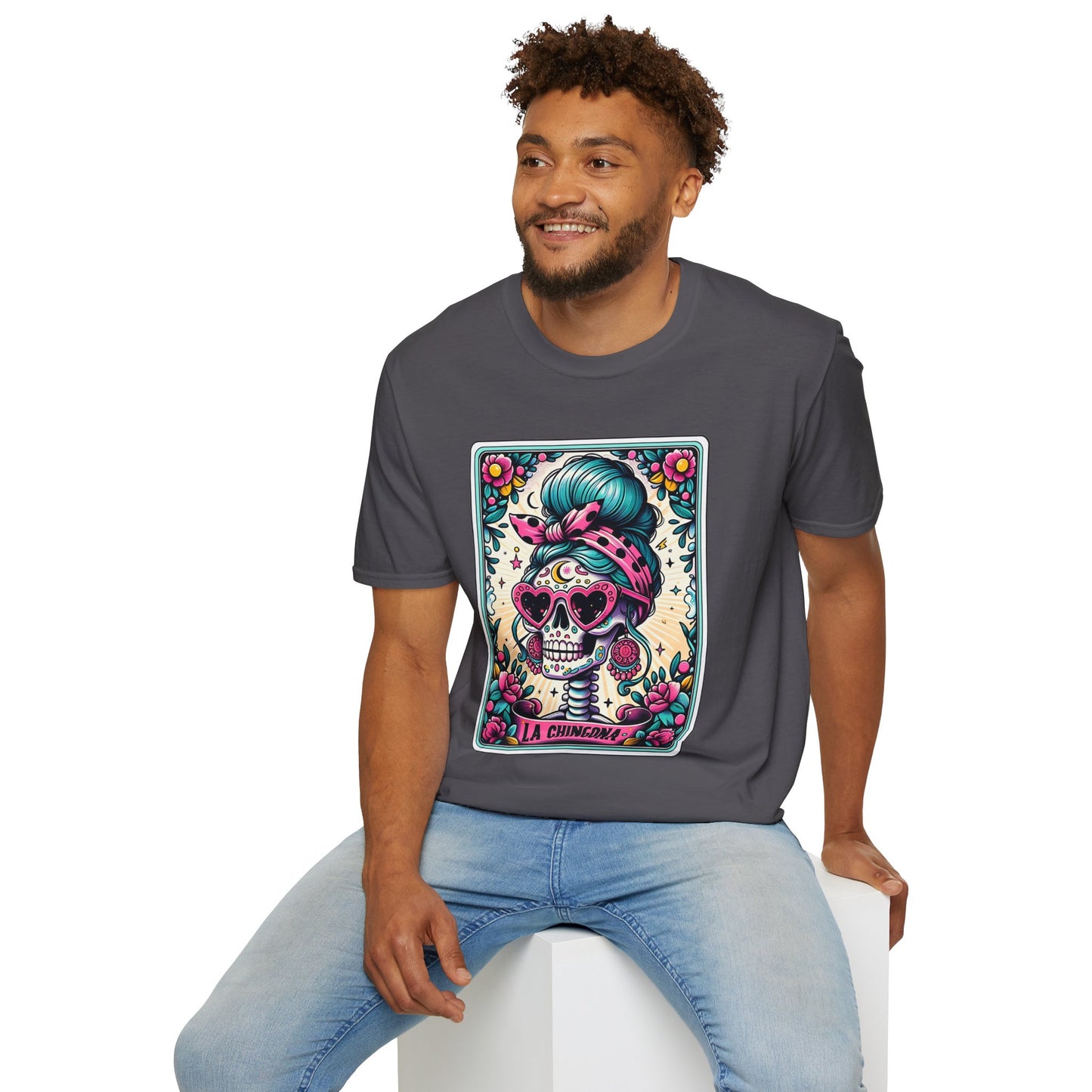 Vibrant Sugar Skull T-Shirt - Unique Spooky Halloween Apparel Inspired by Dia de los Muertos