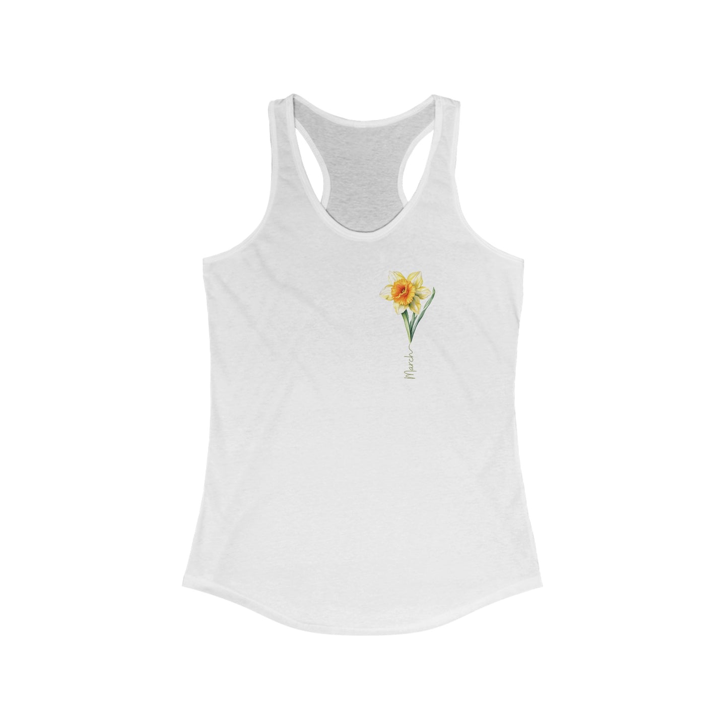 Charming March Birth Month Flower Women’s Tank Top - Artistic Watercolor Daffodil Design
