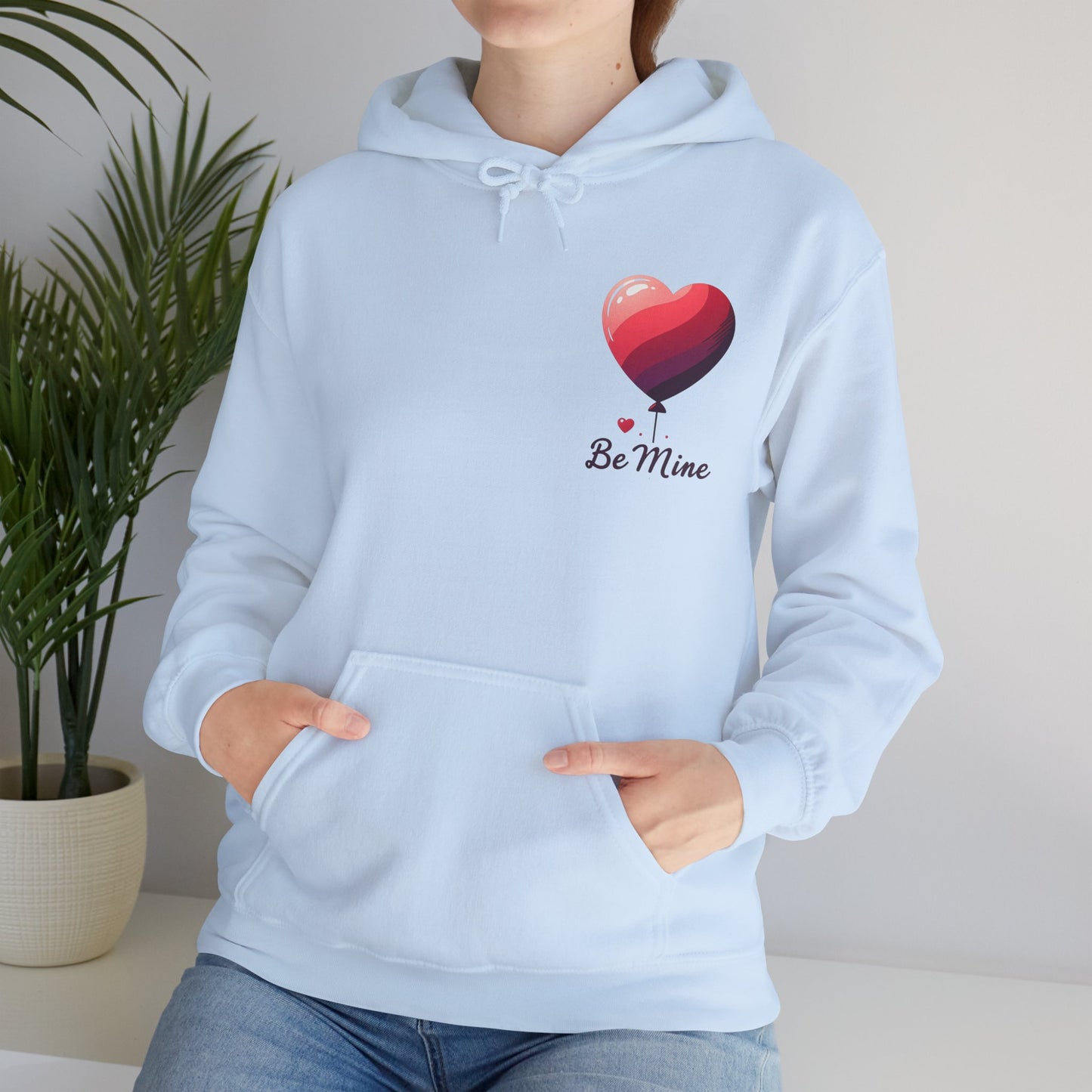 Minimalist Be Mine Valentine Heart Balloon Hoodie | Aesthetic Romantic Couple Sweatshirt
