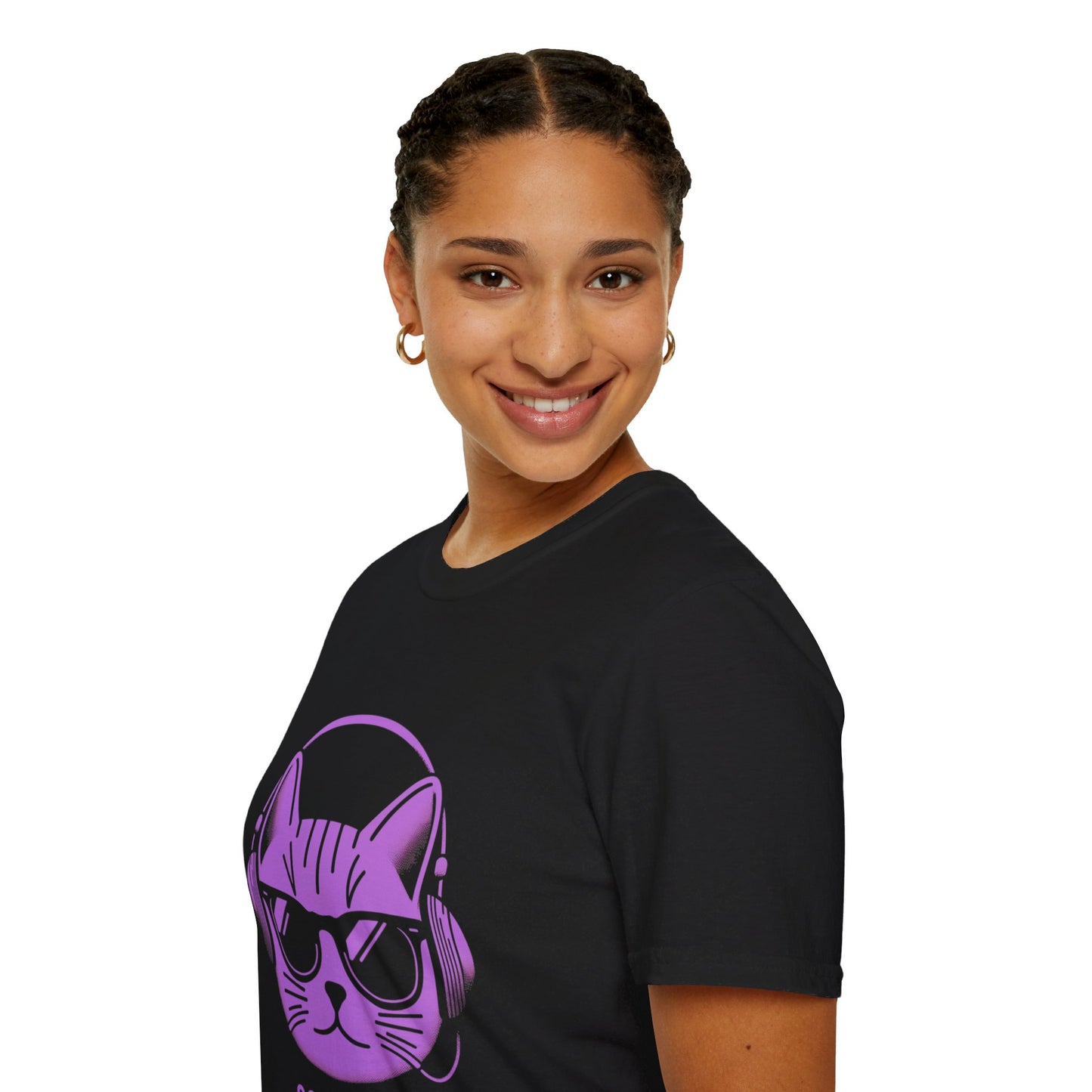 Cool Cat - Halloween Cat with Headphones Unisex Softstyle T-Shirt