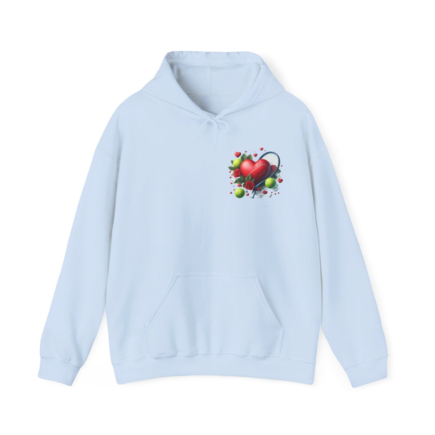 Tennis Love Hoodie: Heart Racquet Roses Balls Unisex Sweatshirt
