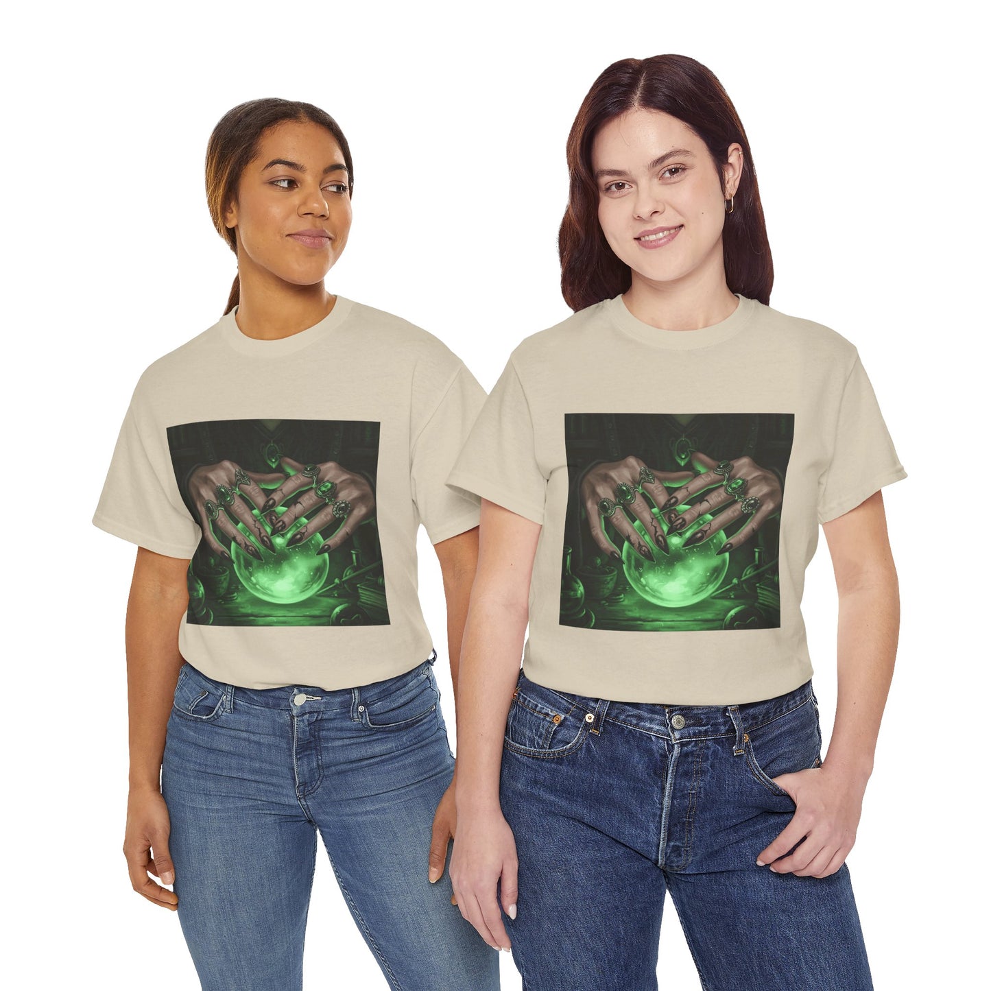 Sorceress's Grasp: Glowing Crystal Ball & Dark Witch Hands
