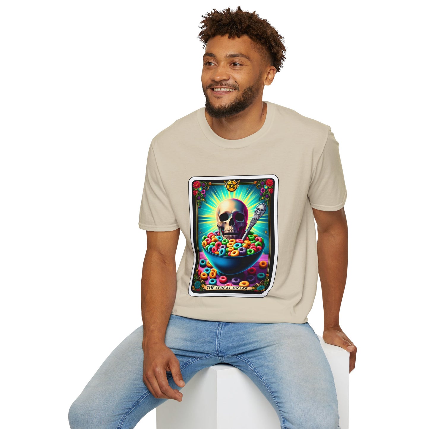 Tarot-Inspired Cereal Killer Halloween Tee - Unique Spooky Design