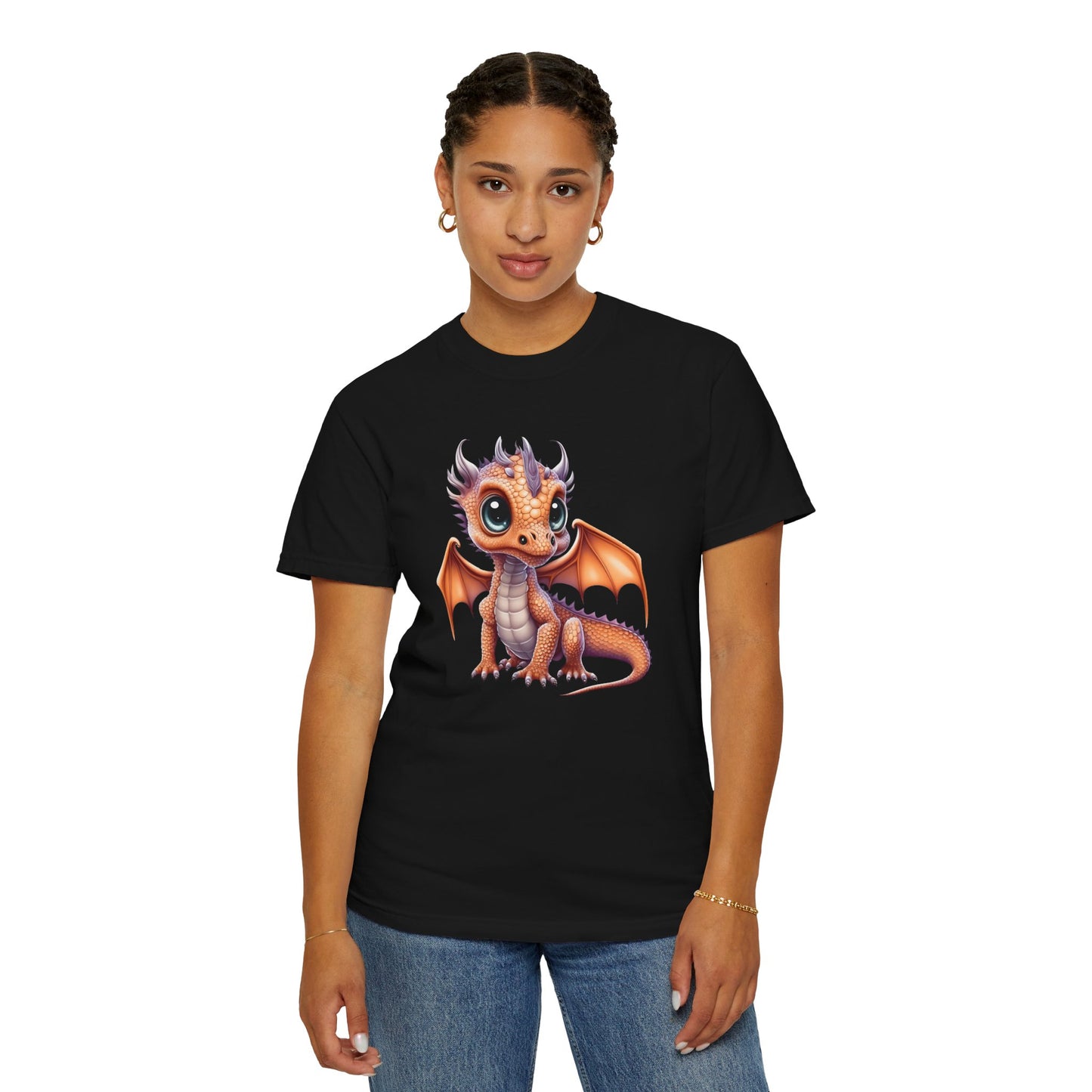 Charming Orange Dragonling T-Shirt Whimsical Fantasy Creature Tee Adorable Dragon Lover Shirt