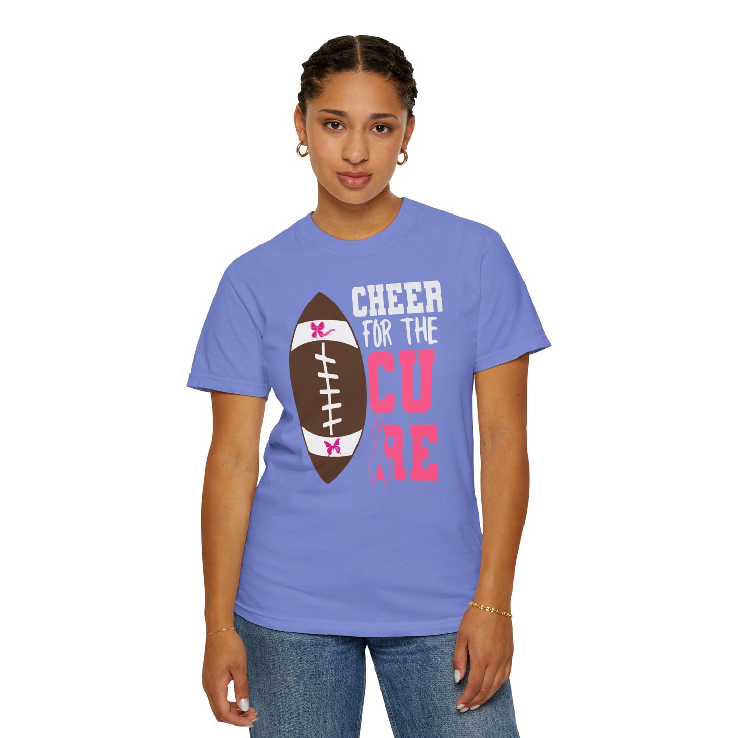 Cheer for the Cure - Breast Cancer Awareness Football T-Shirt