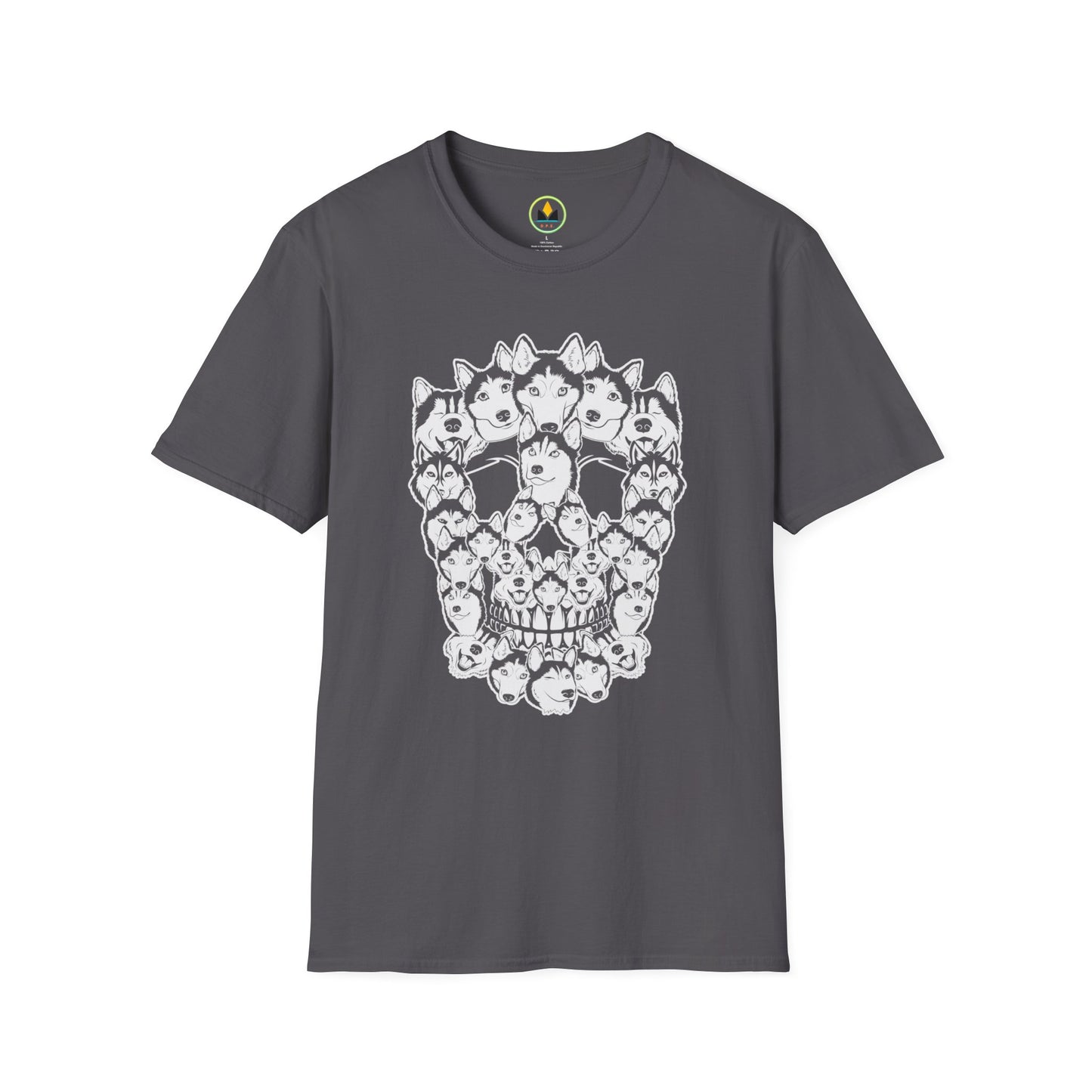 Enigmatic Husky Canine Skull Tee - Mystical Halloween Unisex Softstyle T-Shirt