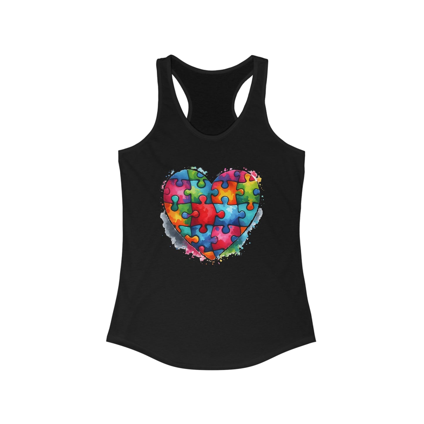 Women’s Autism Awareness Tank Top - Vibrant Puzzle Heart Design