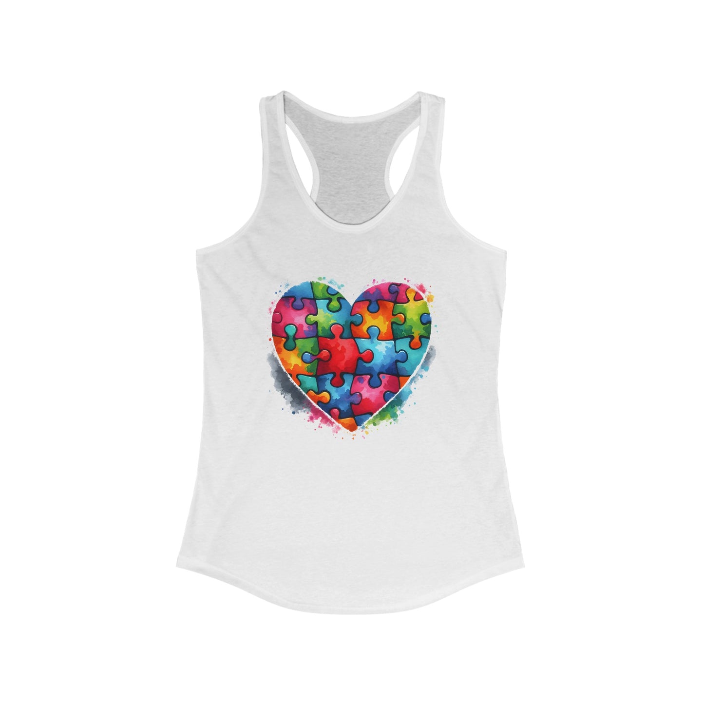 Women’s Autism Awareness Tank Top - Vibrant Puzzle Heart Design