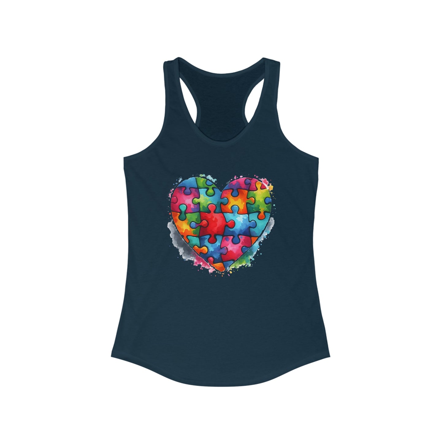 Women’s Autism Awareness Tank Top - Vibrant Puzzle Heart Design