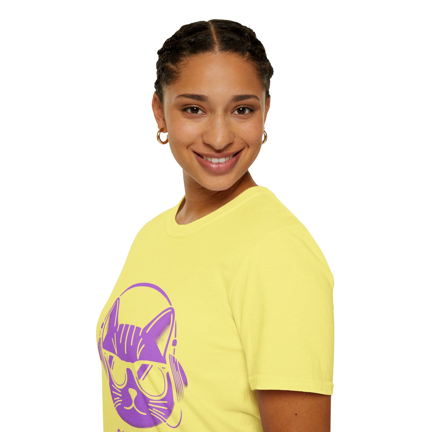Cool Cat - Halloween Cat with Headphones Unisex Softstyle T-Shirt