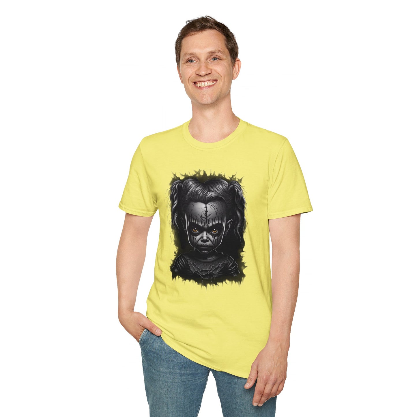Hauntingly Adorable: Spooky Cute Little Girl Ghost Unisex Softstyle T-Shirt
