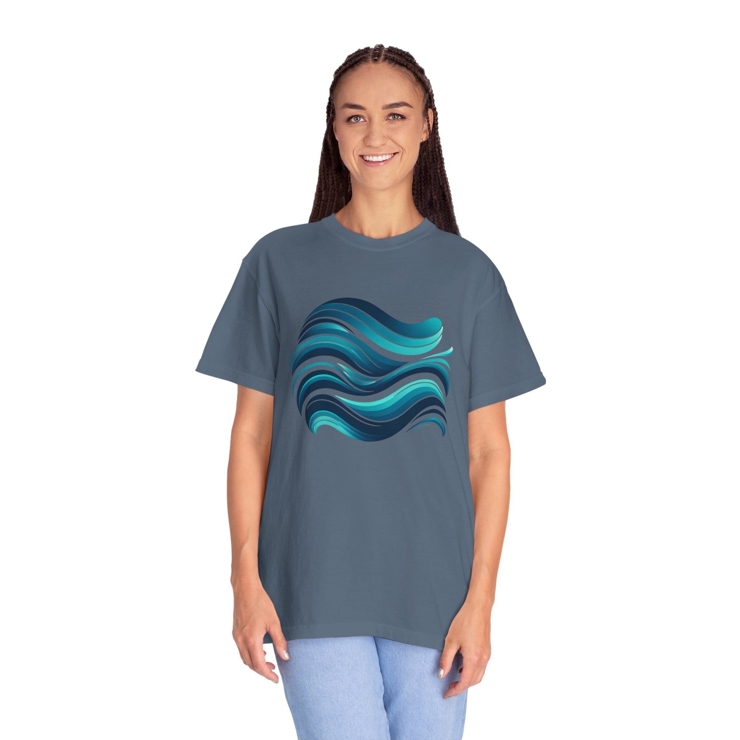 Abstract Ocean Wave T-Shirt Modern Aqua Design Artistic Sea Wave