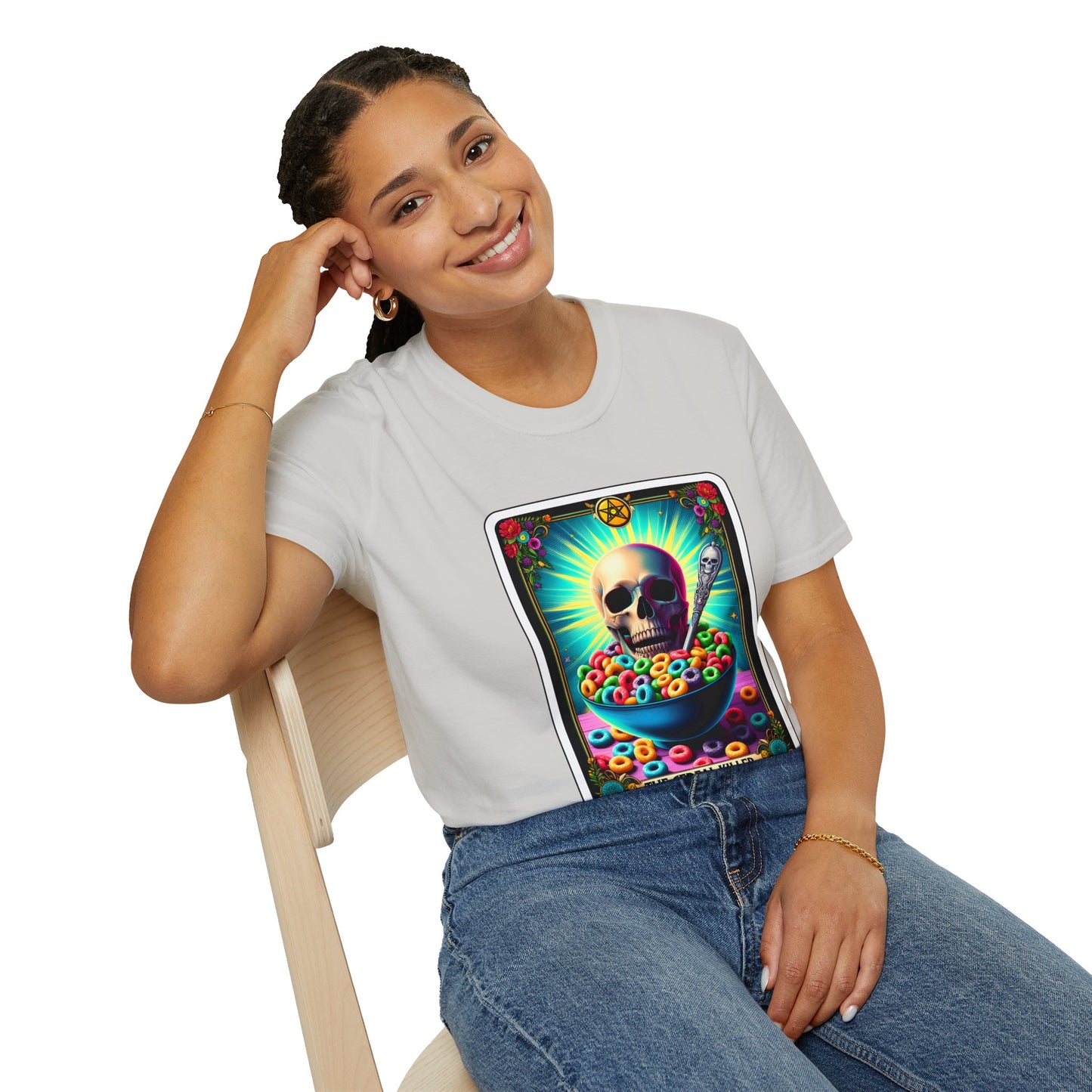 Tarot-Inspired Cereal Killer Halloween Tee - Unique Spooky Design