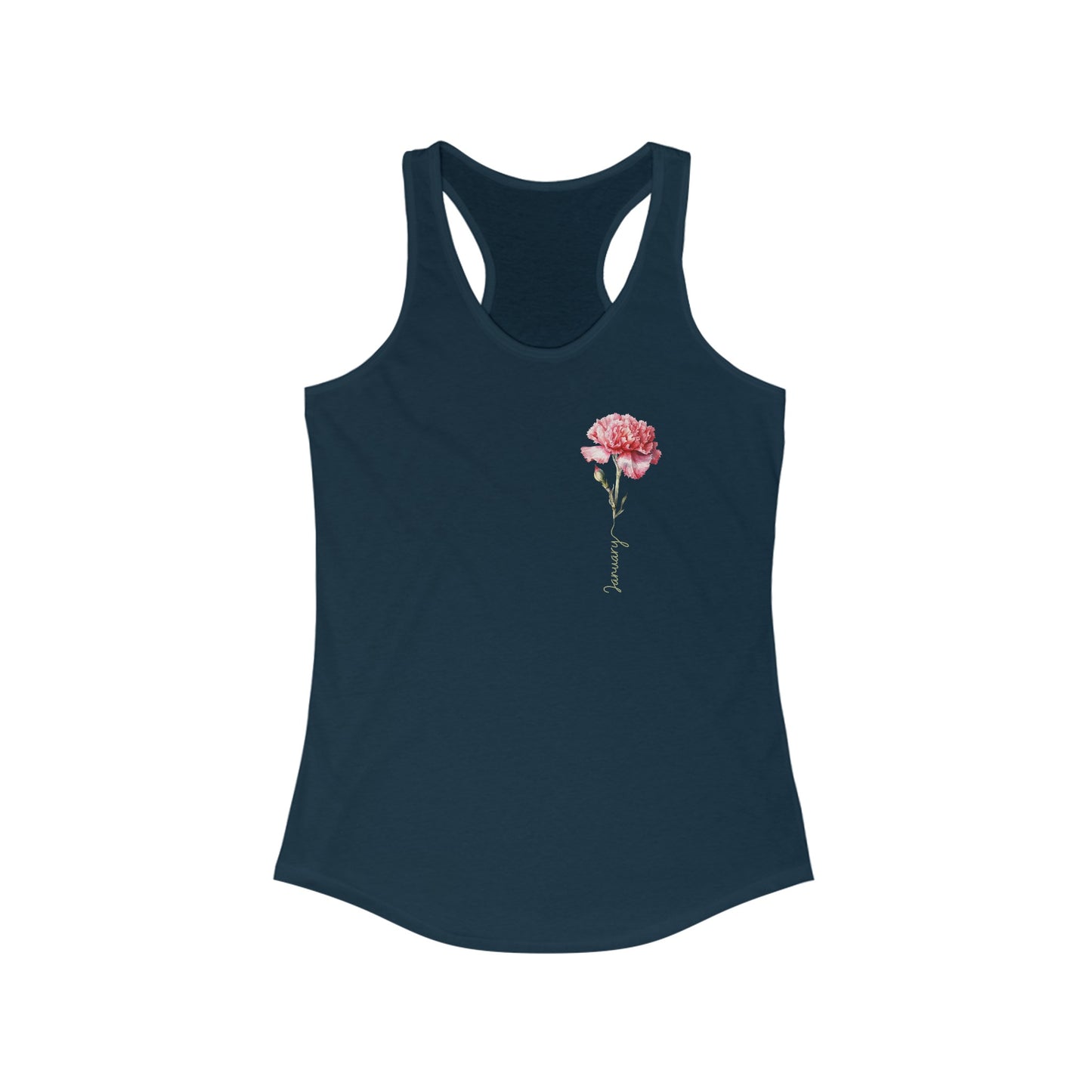 Elegant January Carnation Birth Month Women’s Tank Top - Personalized Floral Apparel