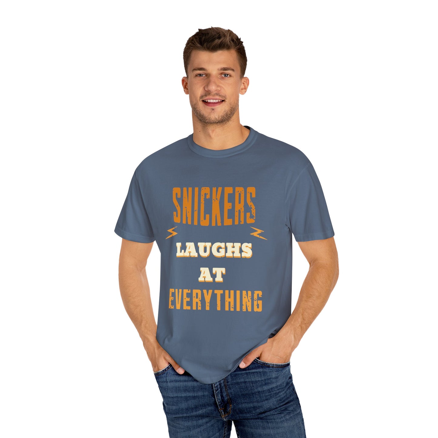 Cheerful 'Laughs at Everything' T-Shirt - coworker/friend Inspired Humorous Fun Shirt