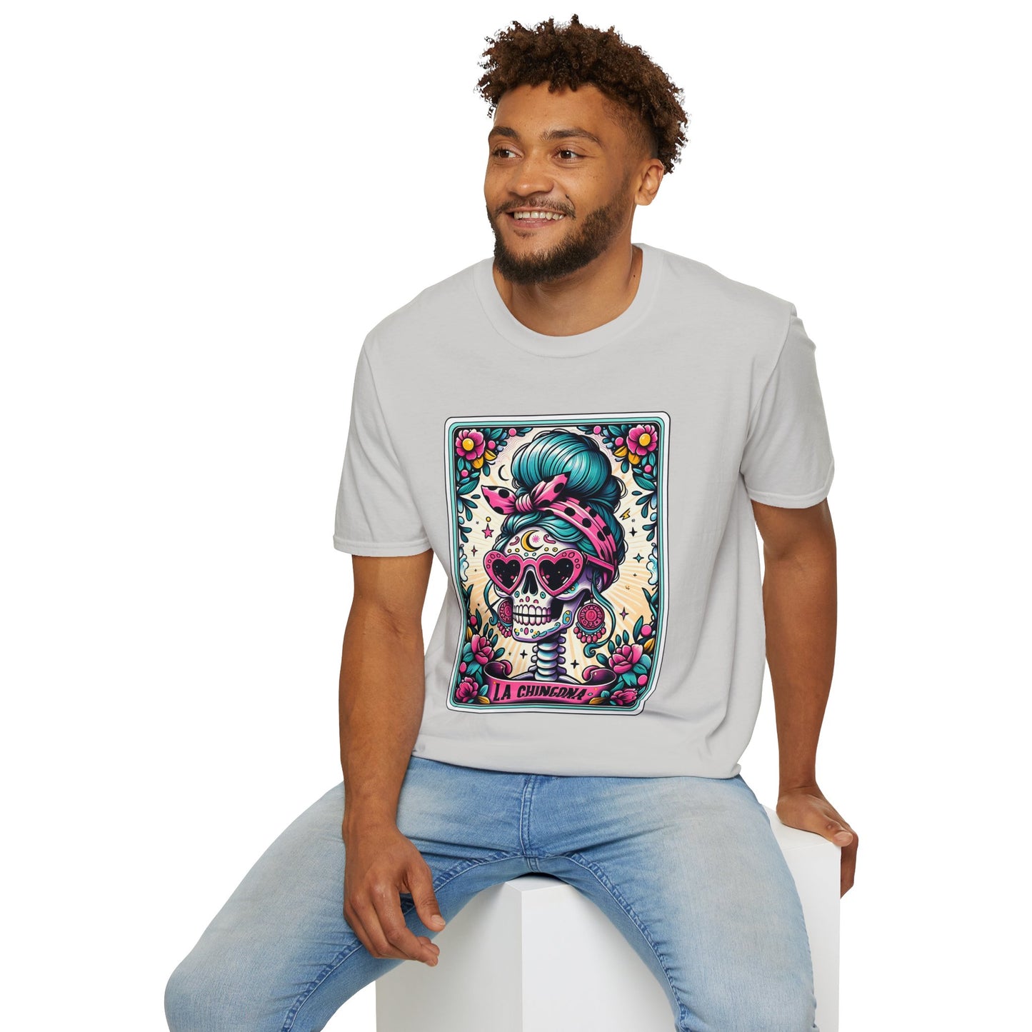 Vibrant Sugar Skull T-Shirt - Unique Spooky Halloween Apparel Inspired by Dia de los Muertos