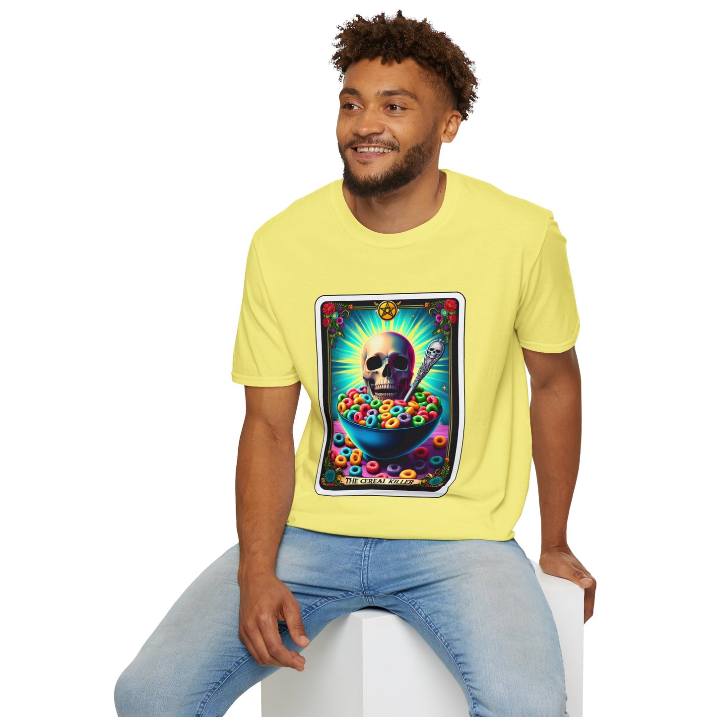 Tarot-Inspired Cereal Killer Halloween Tee - Unique Spooky Design