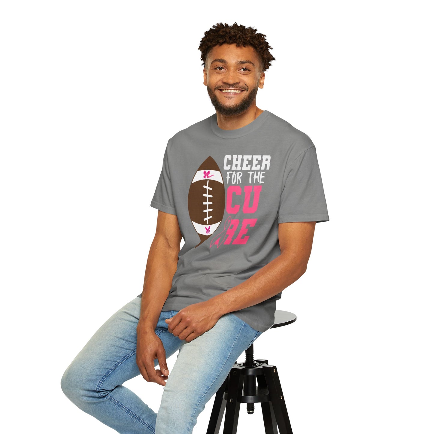 Cheer for the Cure - Breast Cancer Awareness Football T-Shirt