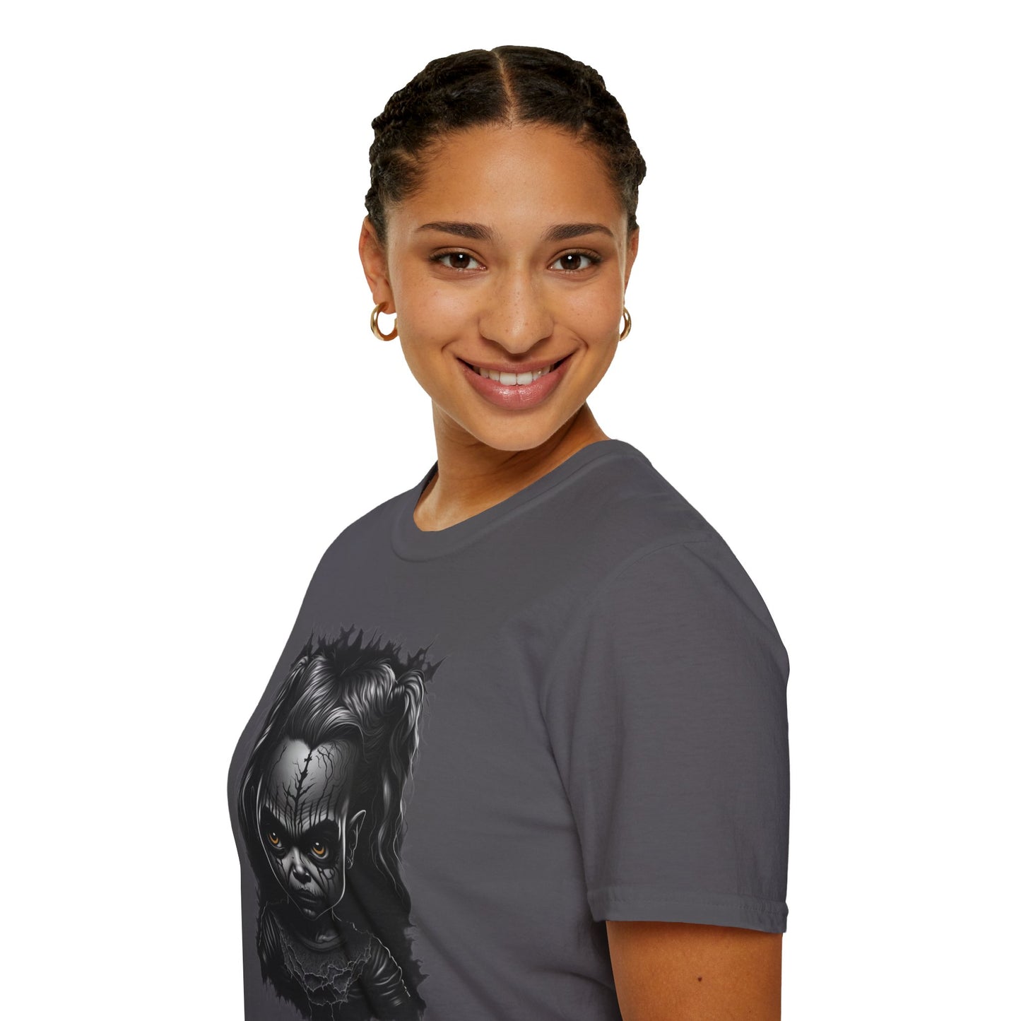 Hauntingly Adorable: Spooky Cute Little Girl Ghost Unisex Softstyle T-Shirt