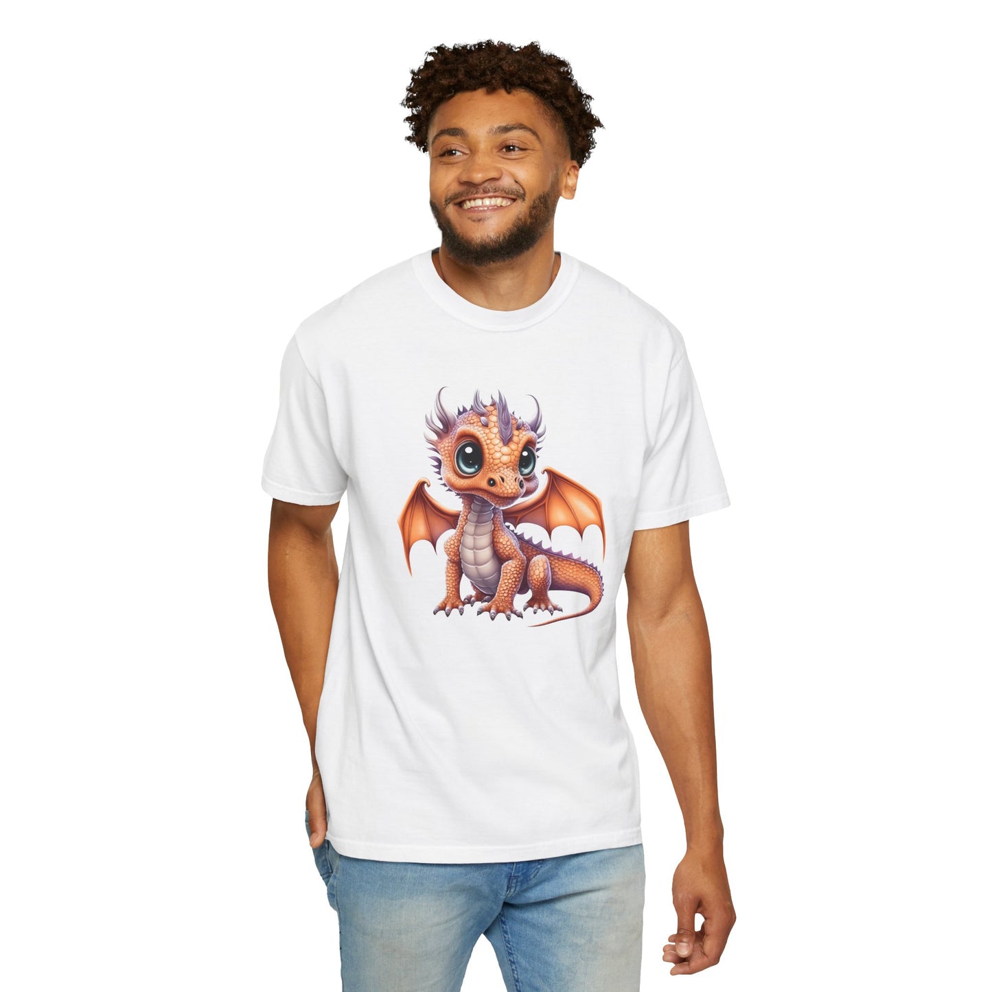 Charming Orange Dragonling T-Shirt Whimsical Fantasy Creature Tee Adorable Dragon Lover Shirt