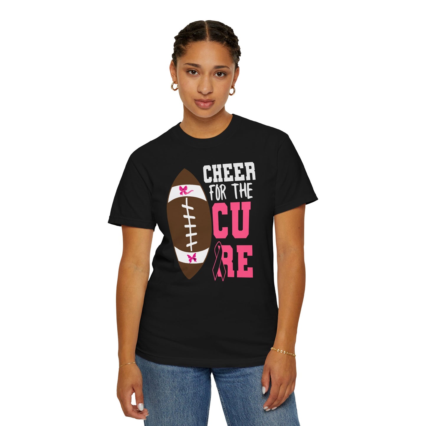 Cheer for the Cure - Breast Cancer Awareness Football T-Shirt