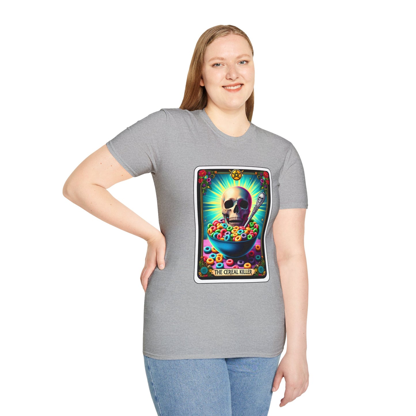 Tarot-Inspired Cereal Killer Halloween Tee - Unique Spooky Design
