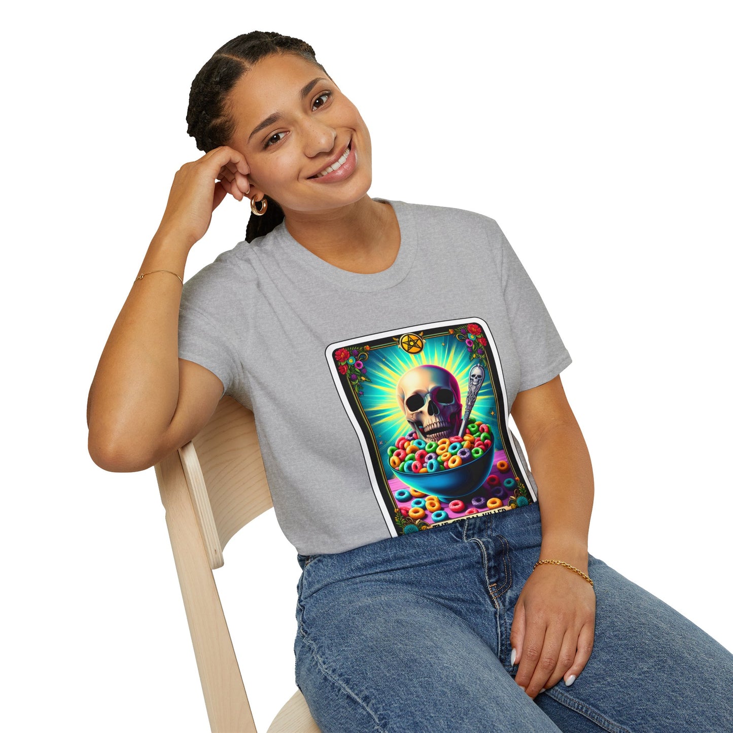 Tarot-Inspired Cereal Killer Halloween Tee - Unique Spooky Design