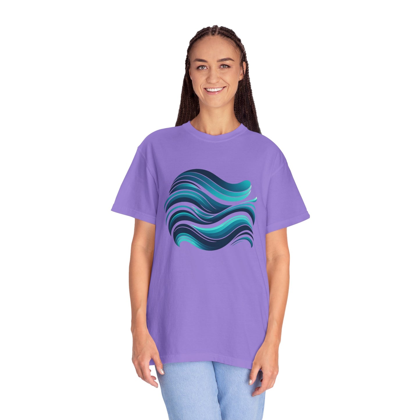 Abstract Ocean Wave T-Shirt Modern Aqua Design Artistic Sea Wave