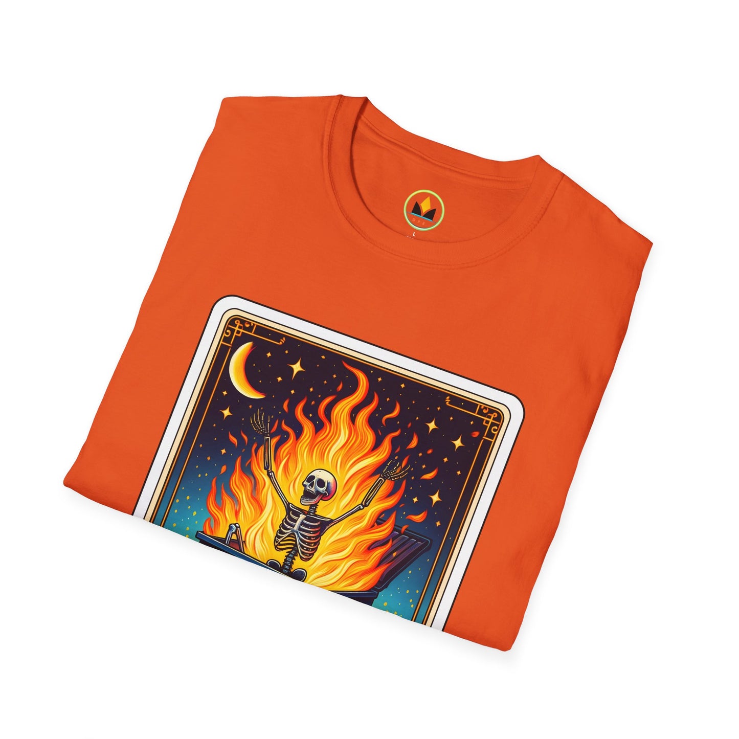 Emotional Dumpster Fire Tarot Tee - Unique Halloween Skeleton Shirt