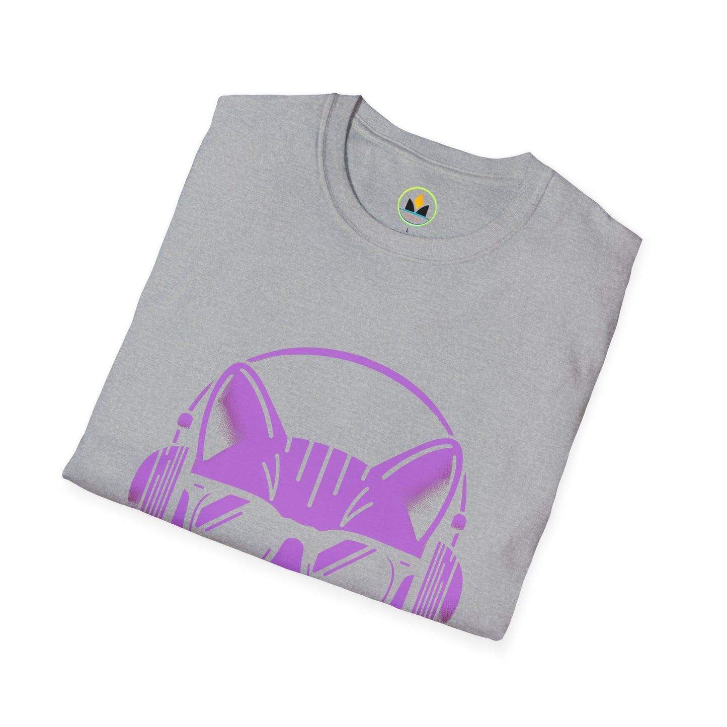 Cool Cat - Halloween Cat with Headphones Unisex Softstyle T-Shirt