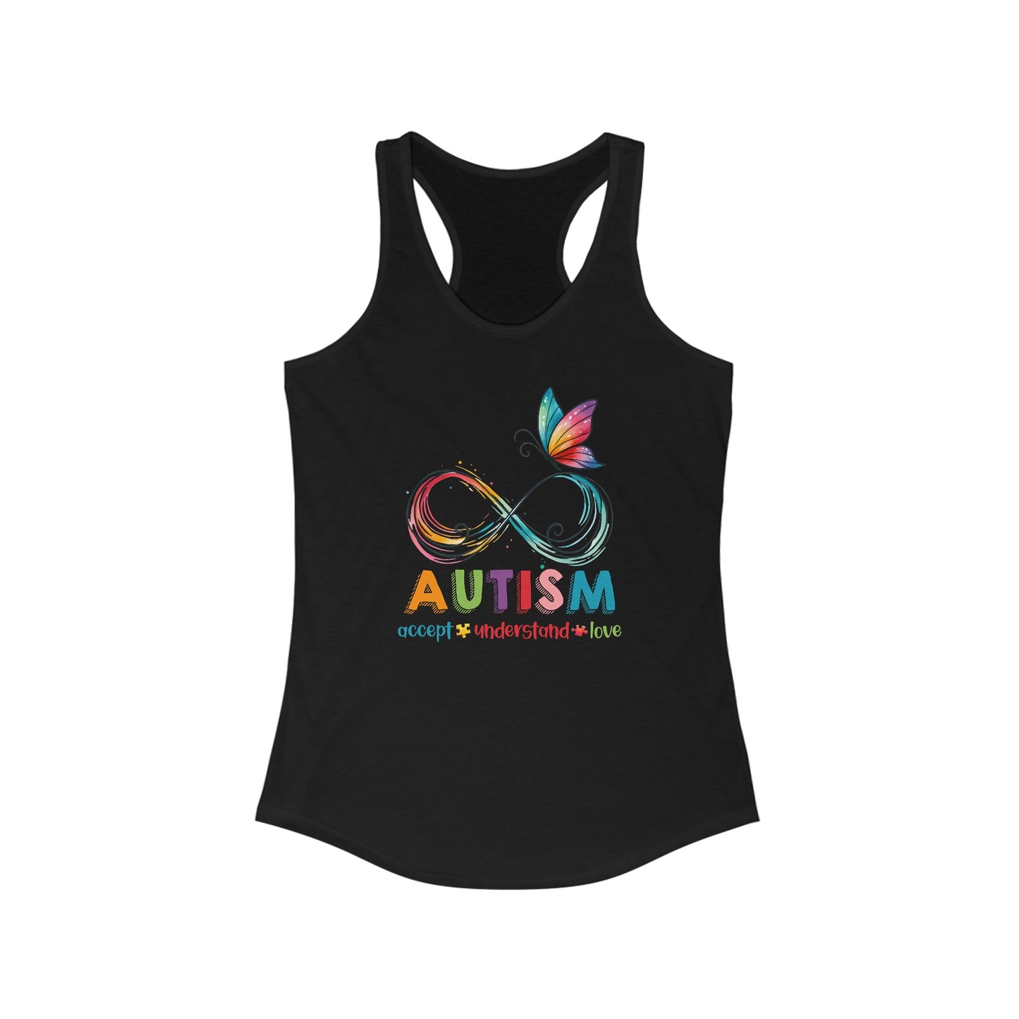Women’s Autism Awareness Tank Top - Vibrant Infinity Butterfly Design