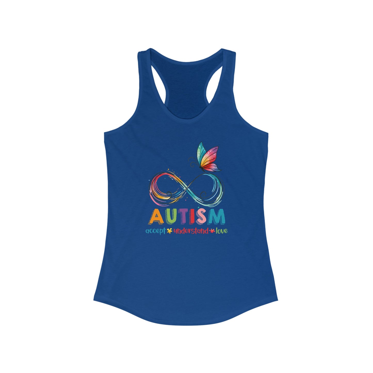 Women’s Autism Awareness Tank Top - Vibrant Infinity Butterfly Design