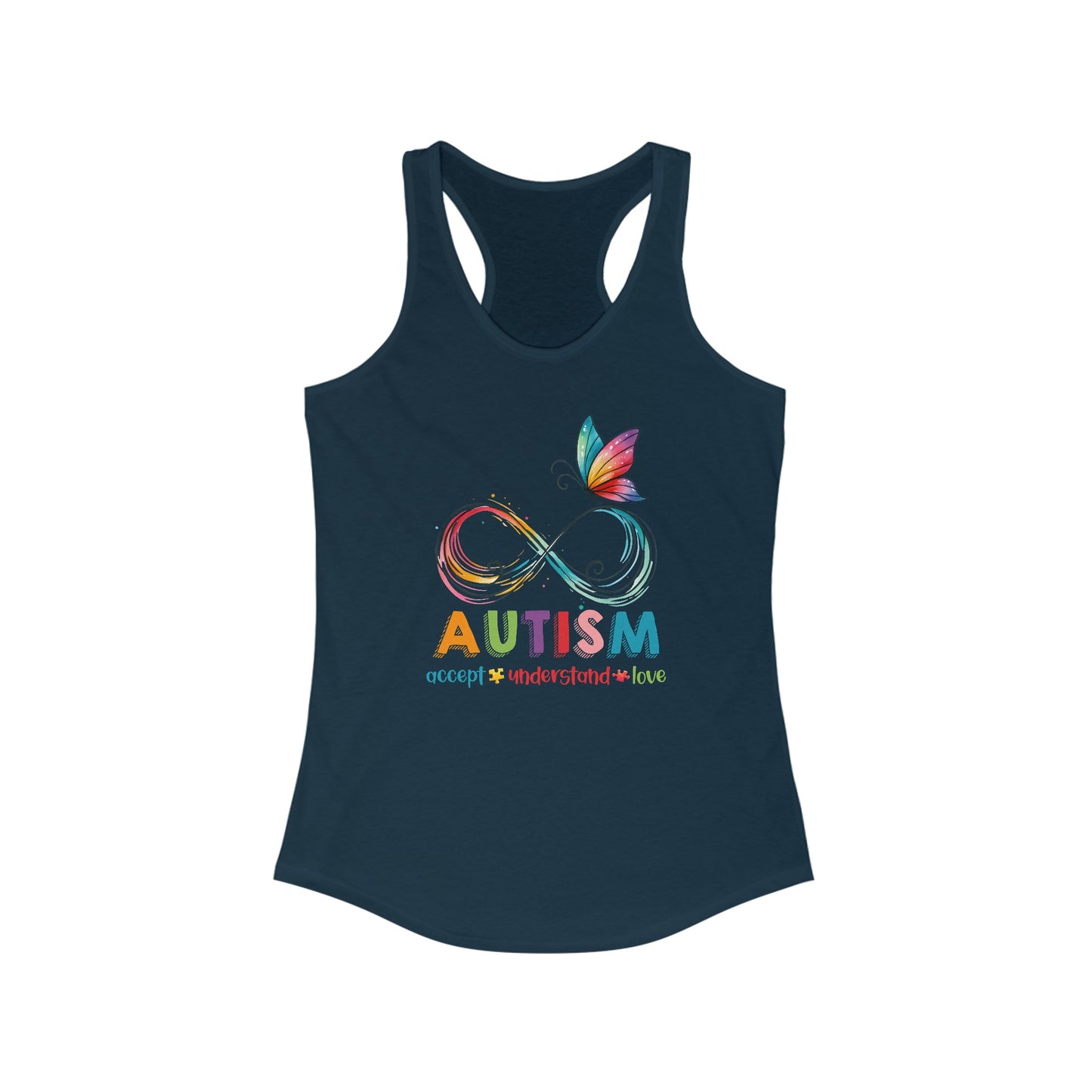 Women’s Autism Awareness Tank Top - Vibrant Infinity Butterfly Design