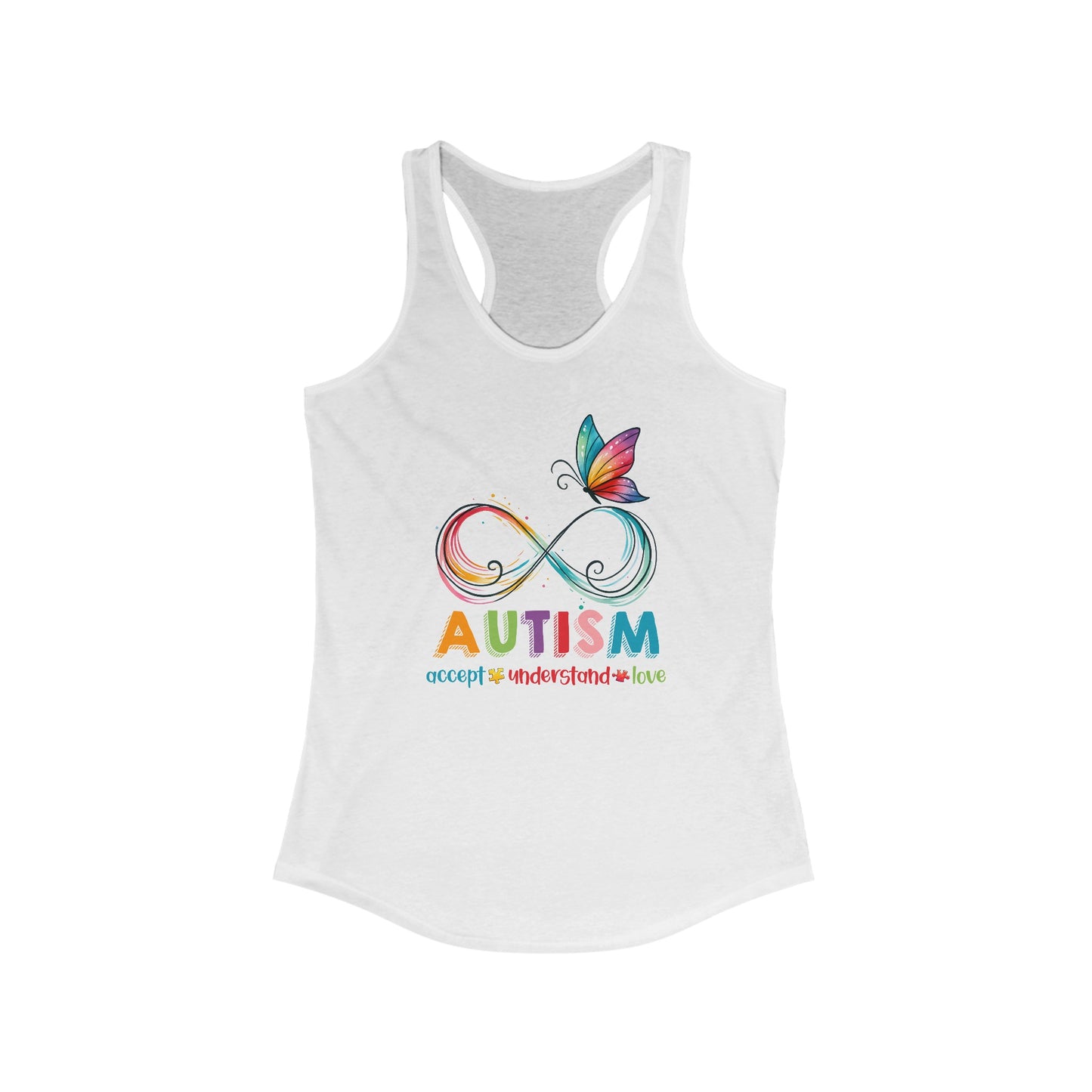 Women’s Autism Awareness Tank Top - Vibrant Infinity Butterfly Design