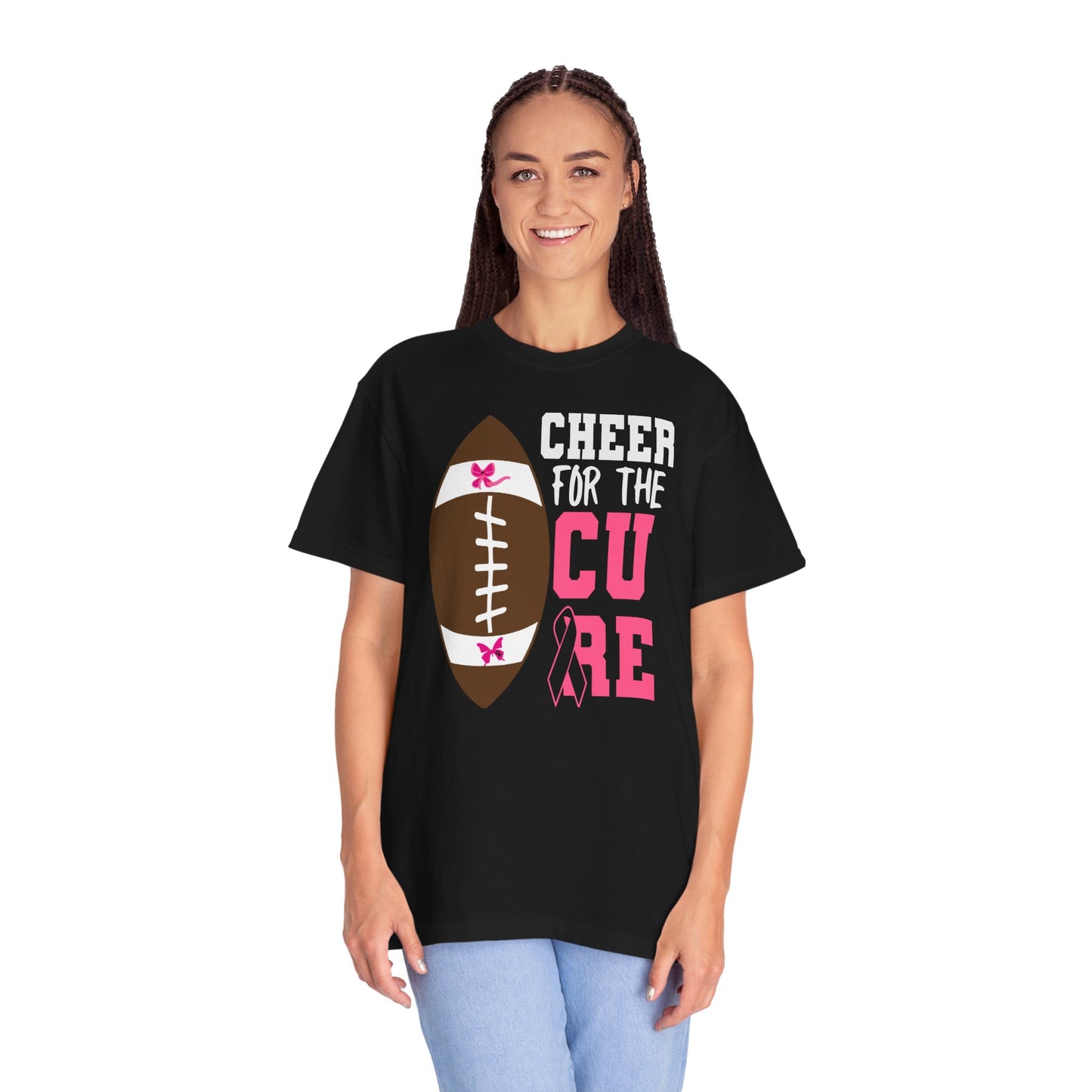 Cheer for the Cure - Breast Cancer Awareness Football T-Shirt