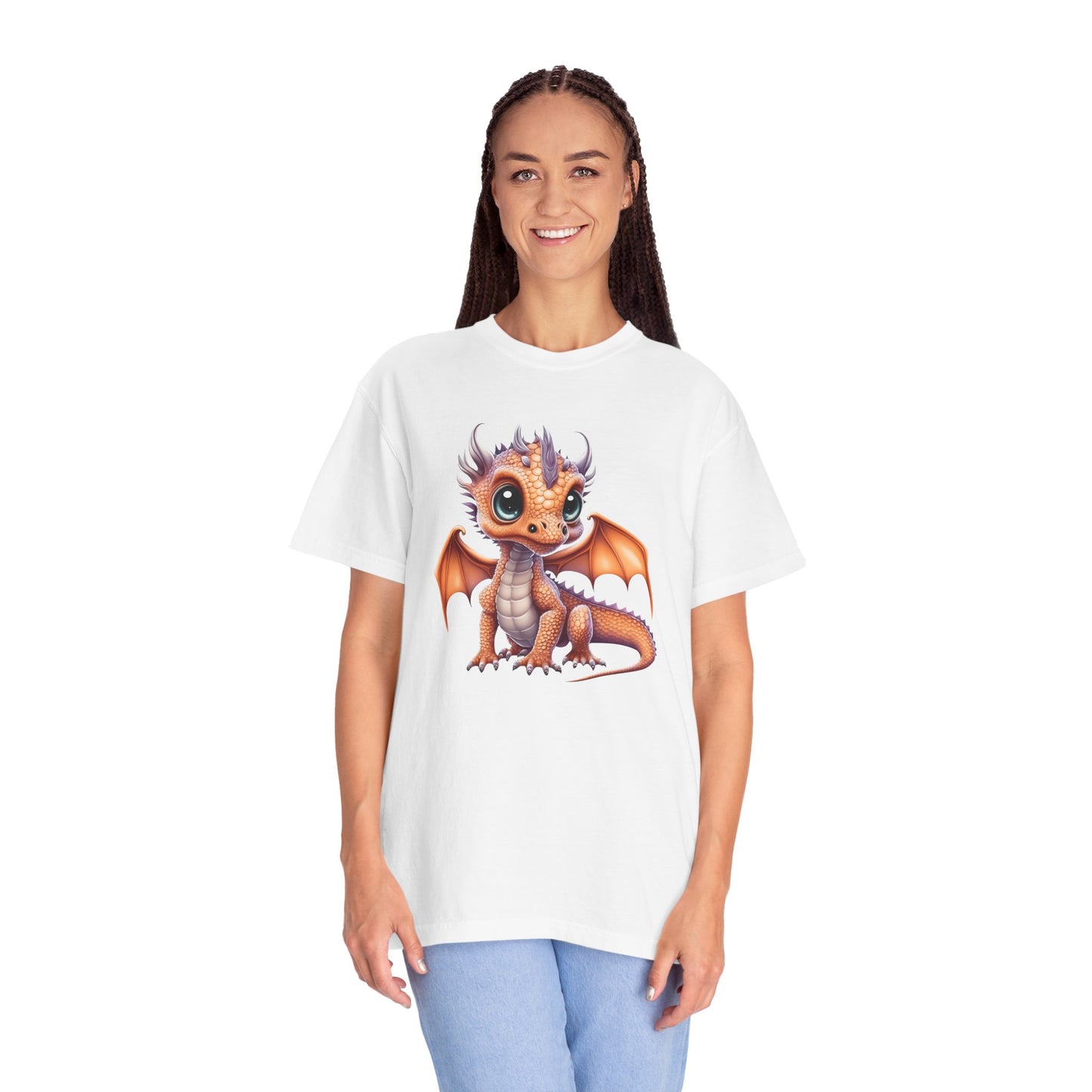 Charming Orange Dragonling T-Shirt Whimsical Fantasy Creature Tee Adorable Dragon Lover Shirt