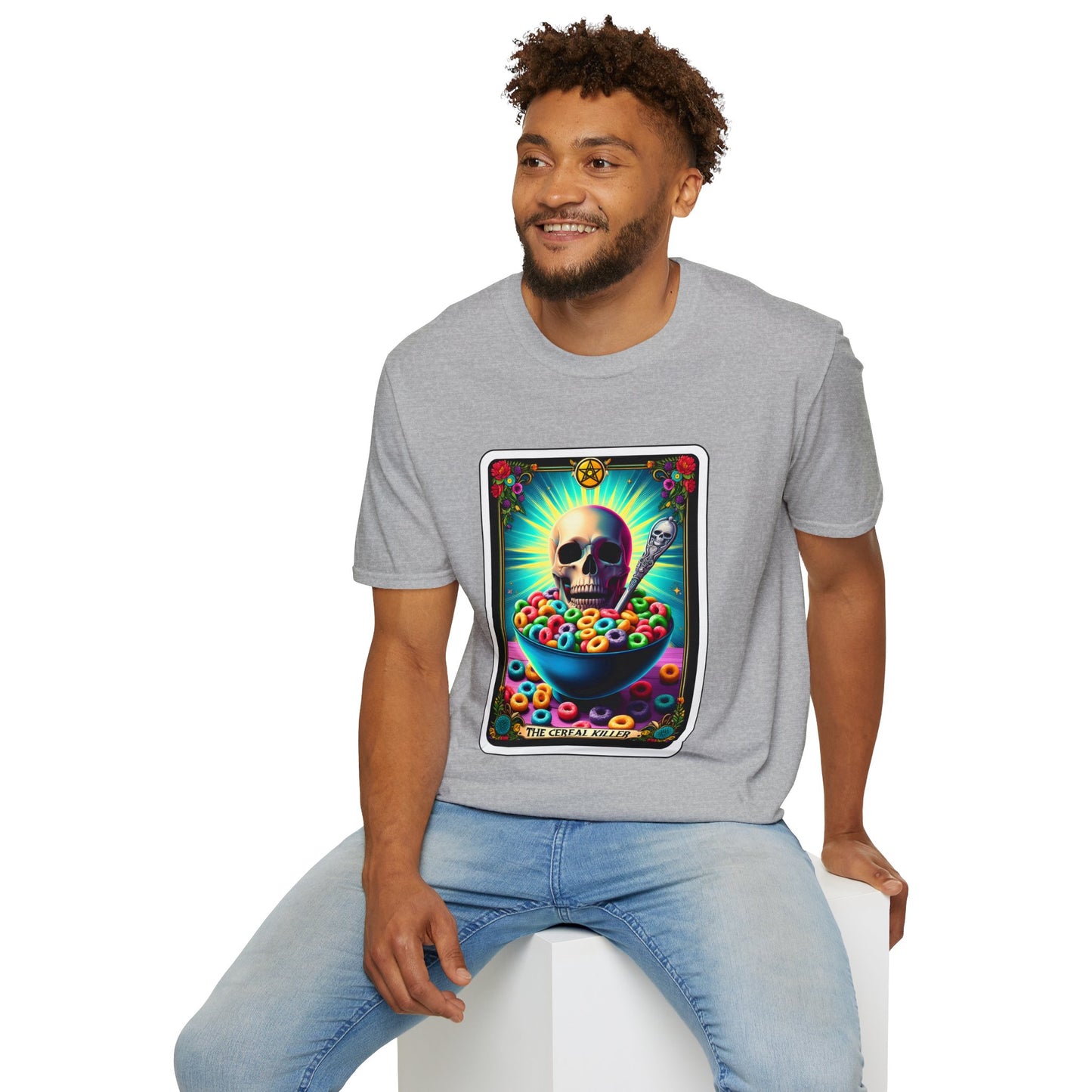 Tarot-Inspired Cereal Killer Halloween Tee - Unique Spooky Design