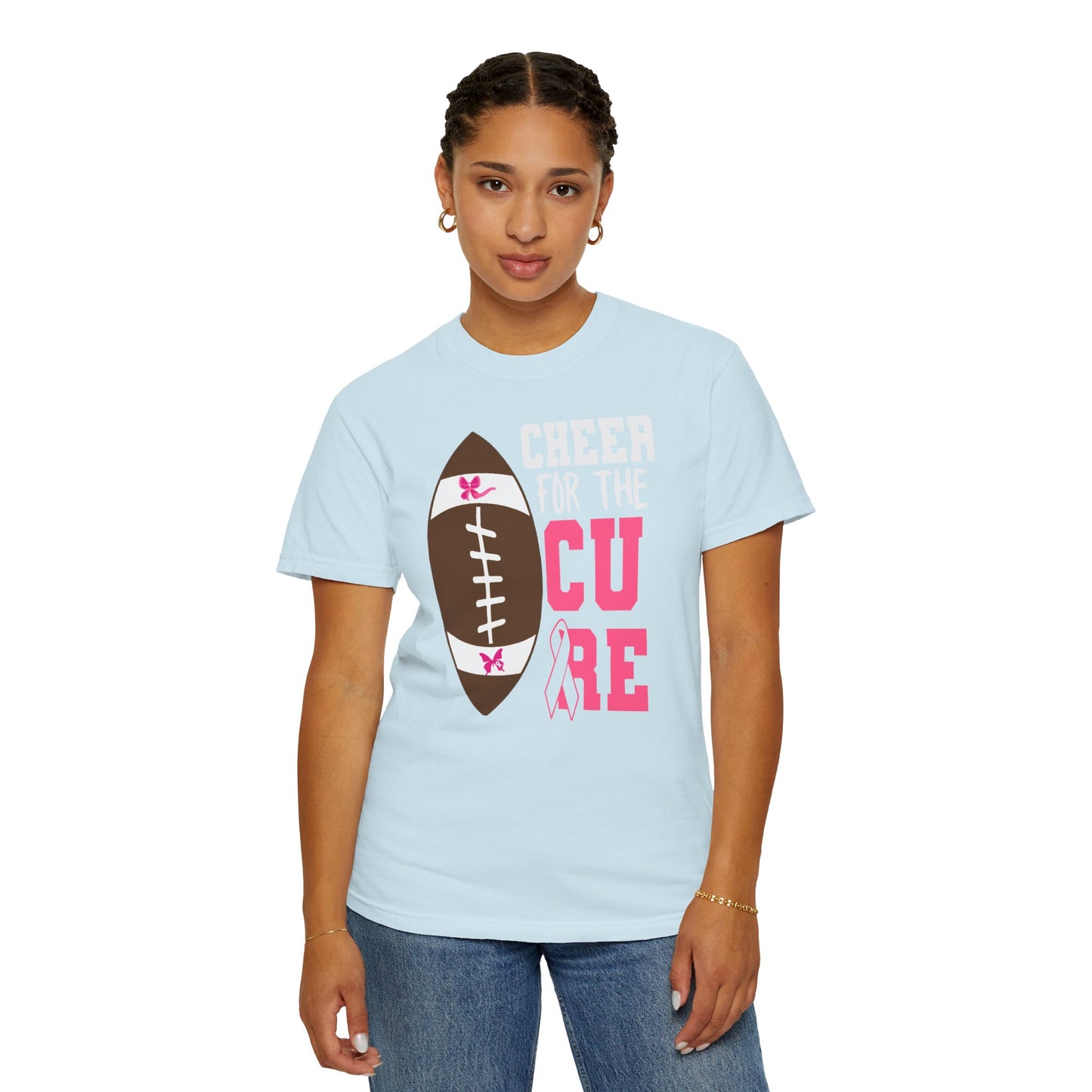 Cheer for the Cure - Breast Cancer Awareness Football T-Shirt
