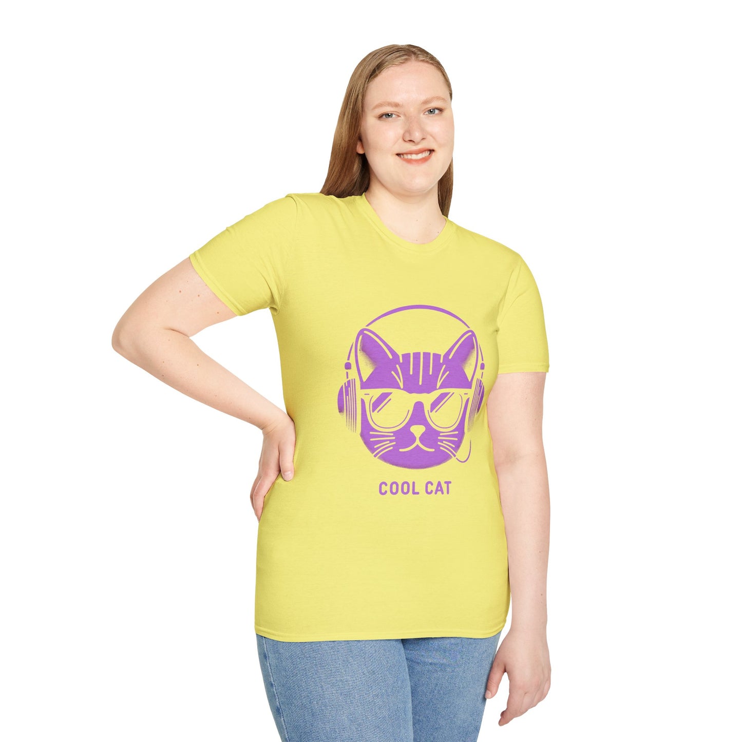 Cool Cat - Halloween Cat with Headphones Unisex Softstyle T-Shirt