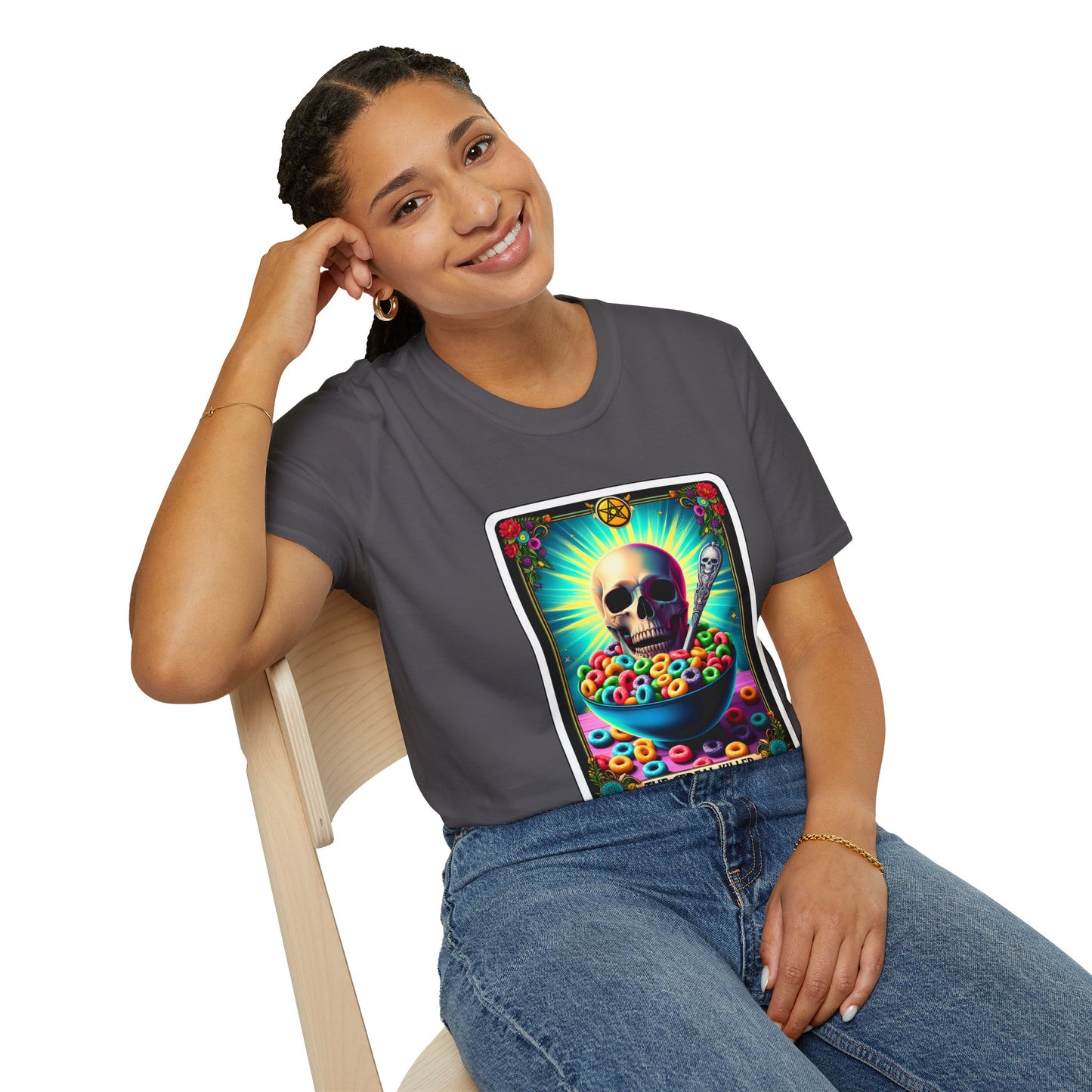 Tarot-Inspired Cereal Killer Halloween Tee - Unique Spooky Design