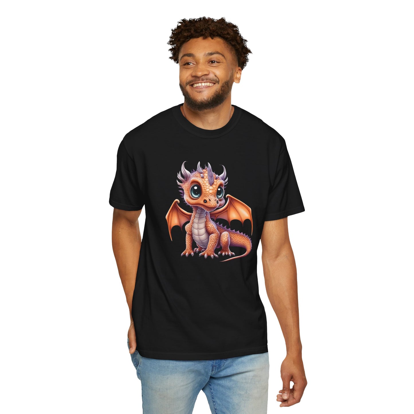 Charming Orange Dragonling T-Shirt Whimsical Fantasy Creature Tee Adorable Dragon Lover Shirt