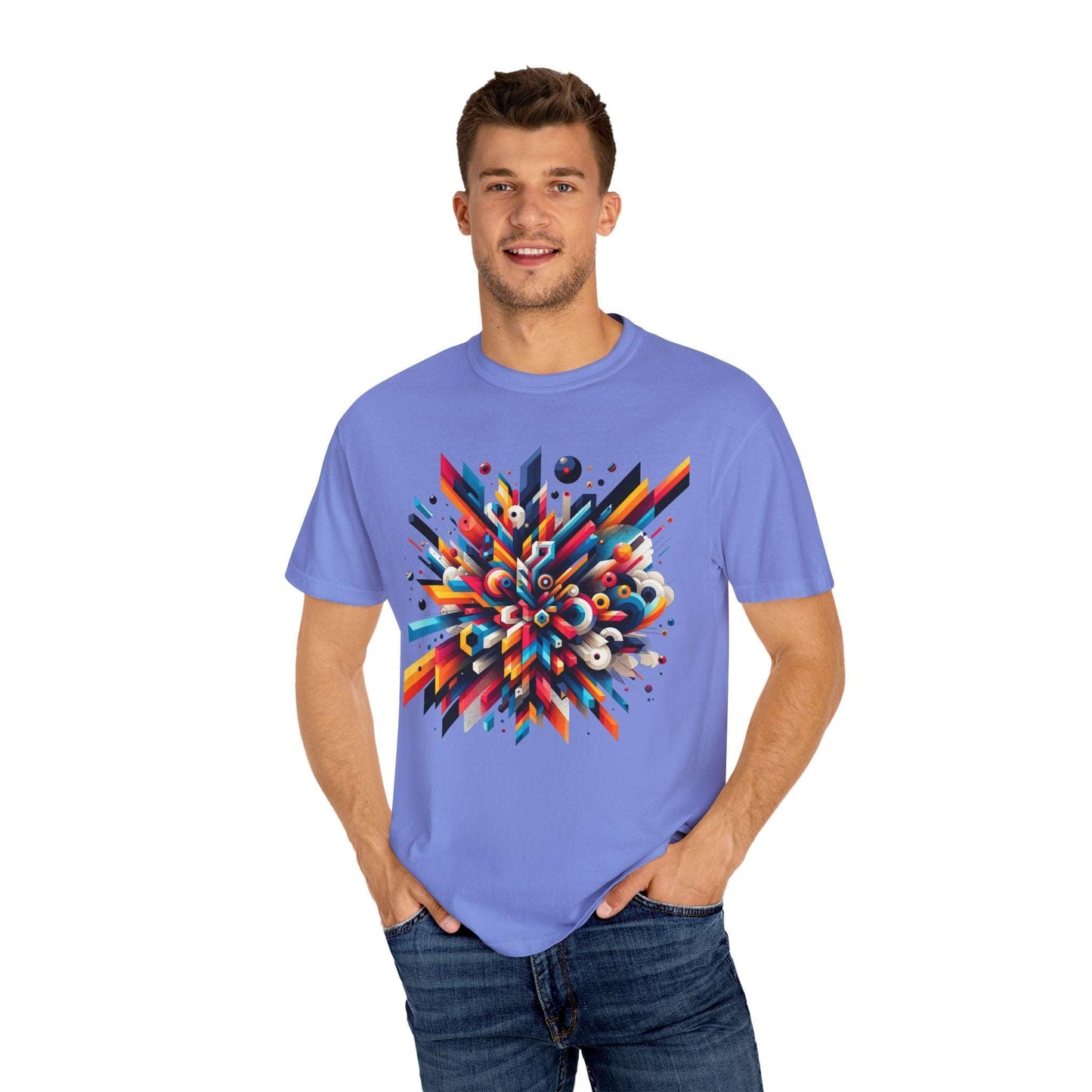 Abstract Geometric Explosion T-Shirt & Hoodie - Vibrant 3D Graphic Art Apparel-min