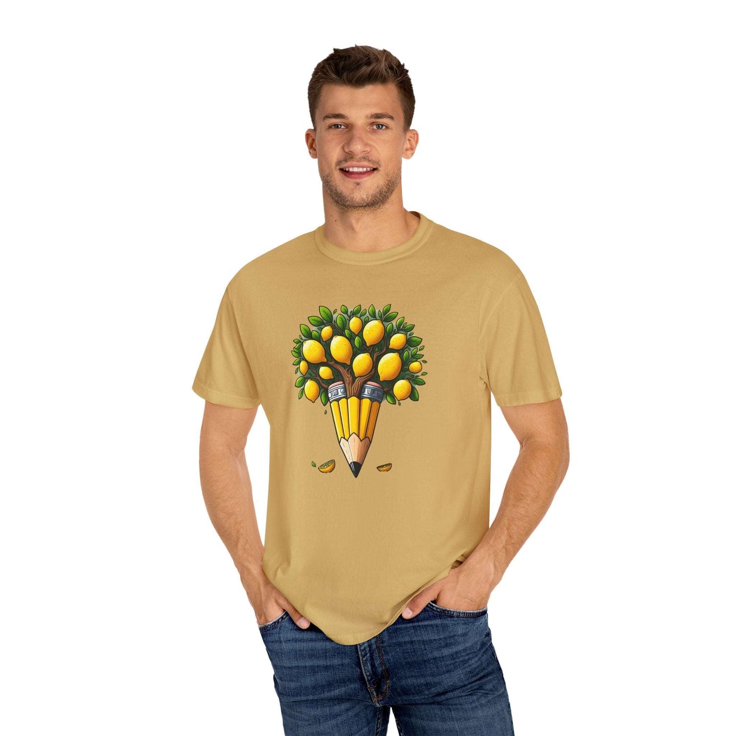 Artistic Lemon Pencil Tree T-Shirt - Unique Art & Nature Celebrating Growth and Imagination
