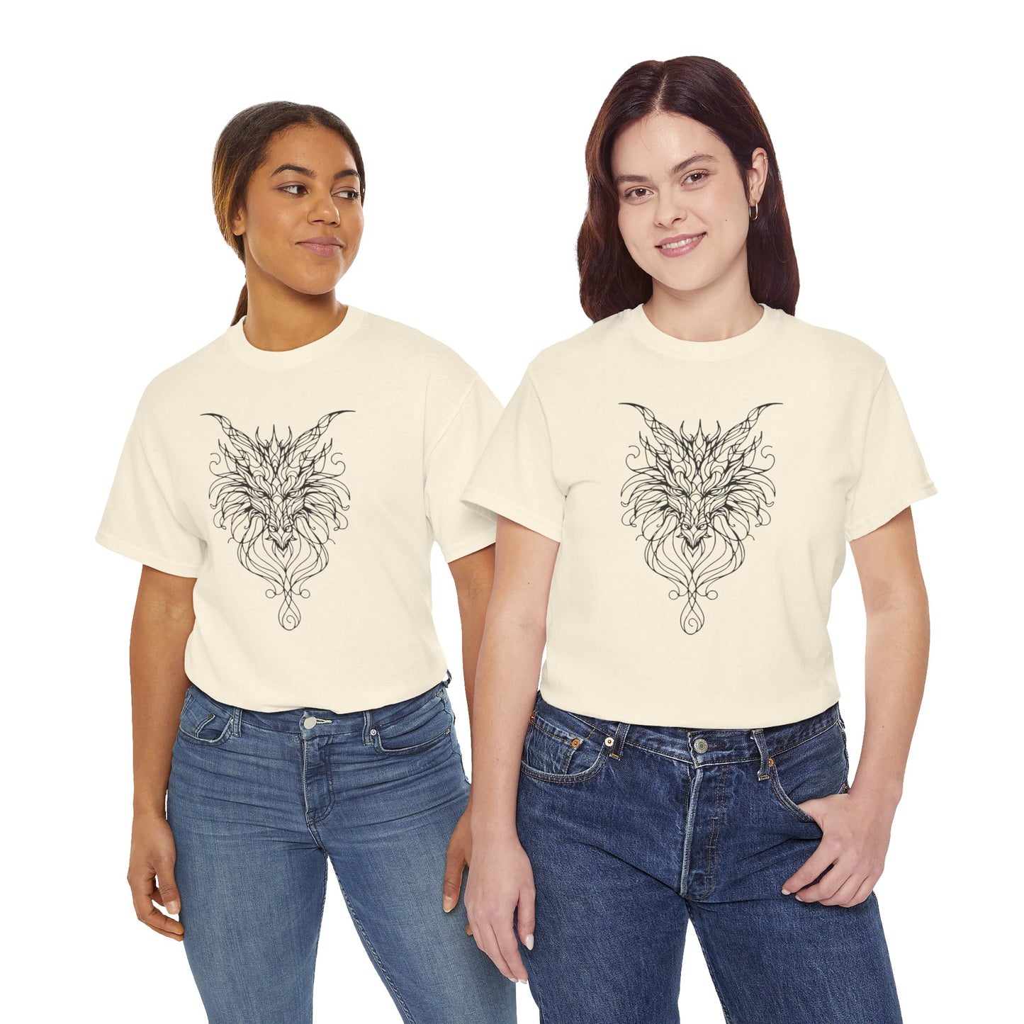 Mystical Dragon Line Art Tee – Elegant Fantasy Creature Design