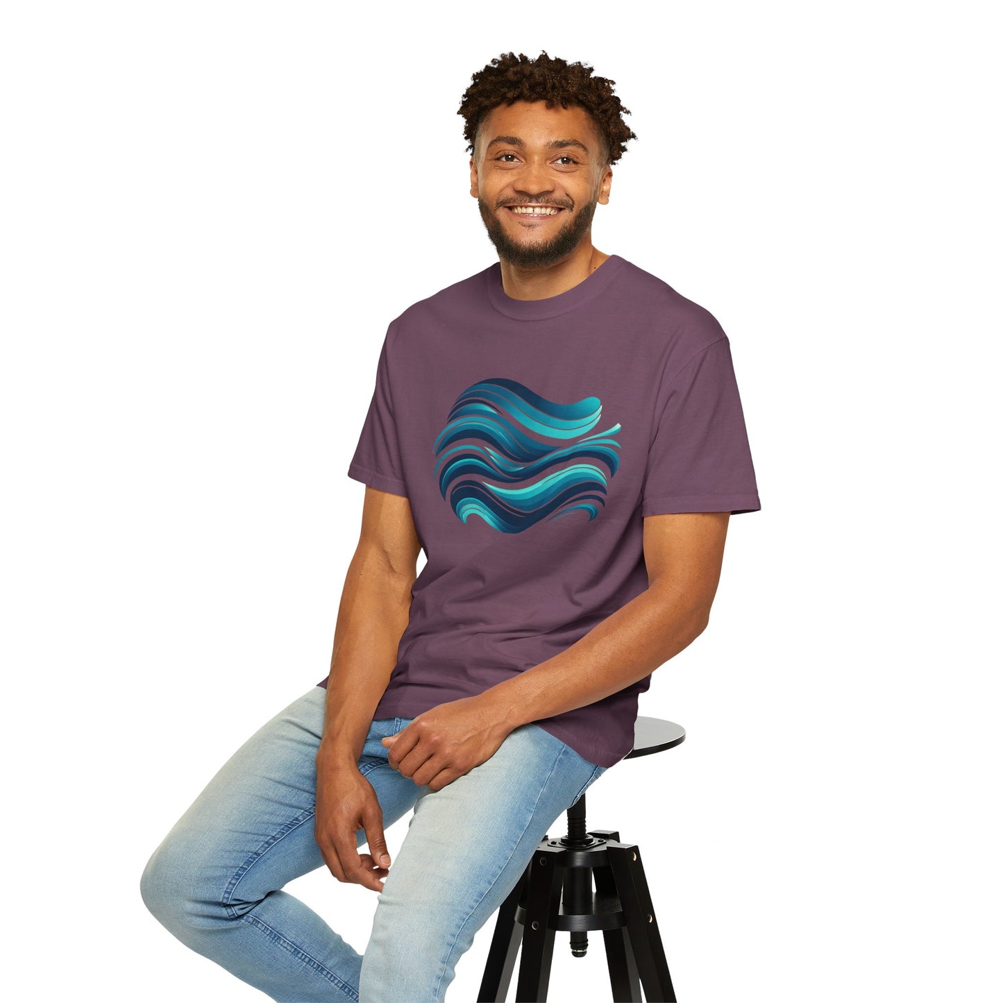 Abstract Ocean Wave T-Shirt Modern Aqua Design Artistic Sea Wave