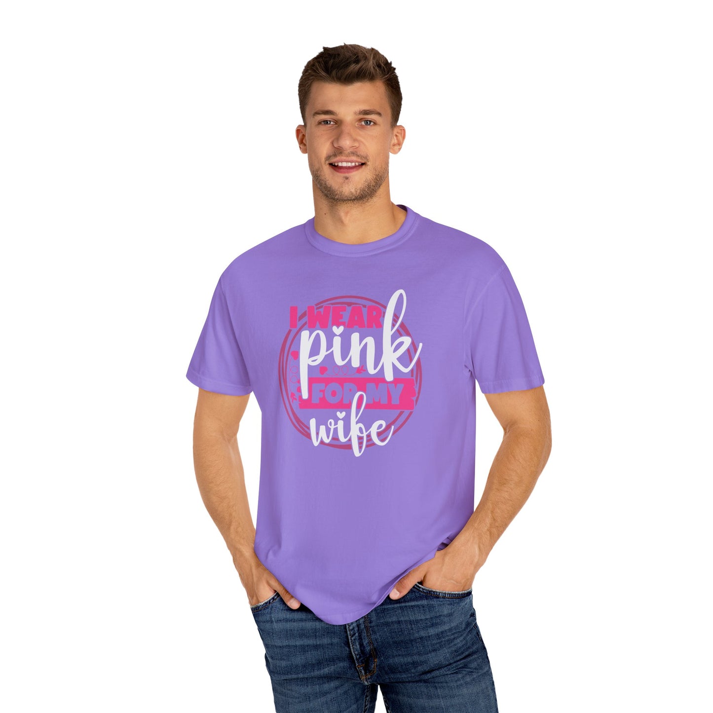 I Wear Pink For My Wife - Supportive Breast Cancer Awareness T-Shirt